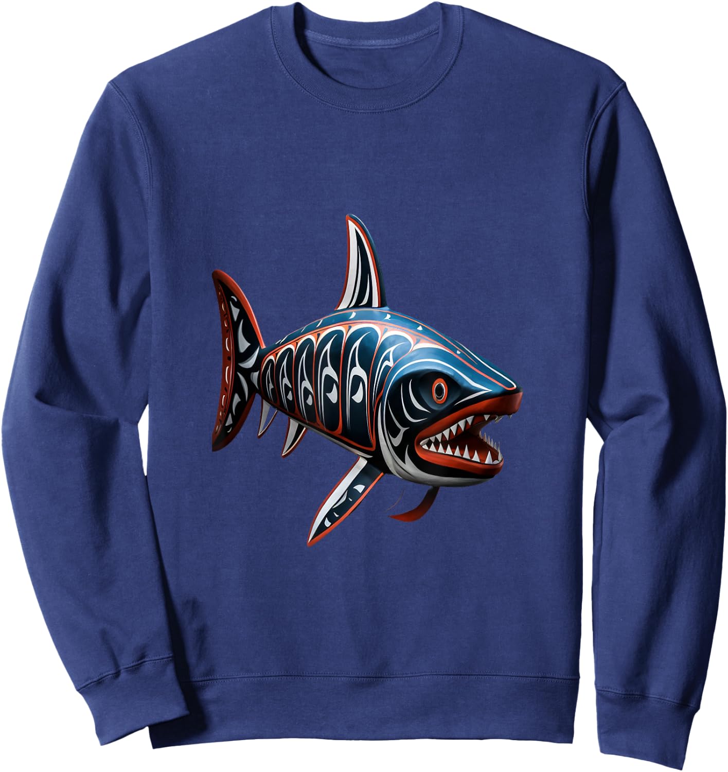 Shark Haida Totem Art Indian Indigenous Tribal Sweatshirt - Sweatshirt | Navy