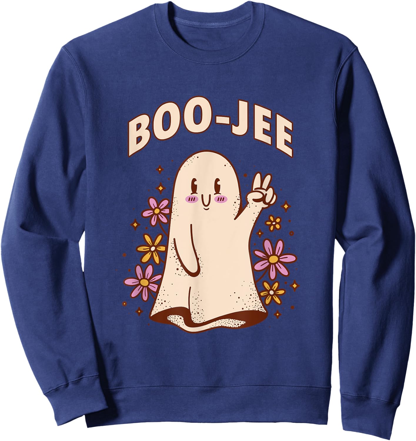 Cute Ghost Spooky Season Halloween Costume Boogee Boo-Jee Sweatshirt - Sweatshirt | Navy
