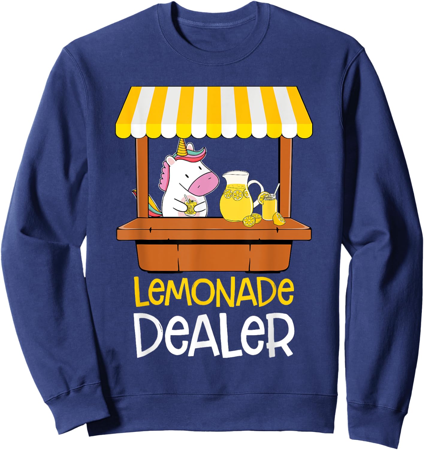 Lemonade Stand Dealer Unicorn Refreshing Lemon Kids Sweatshirt - Sweatshirt | Navy