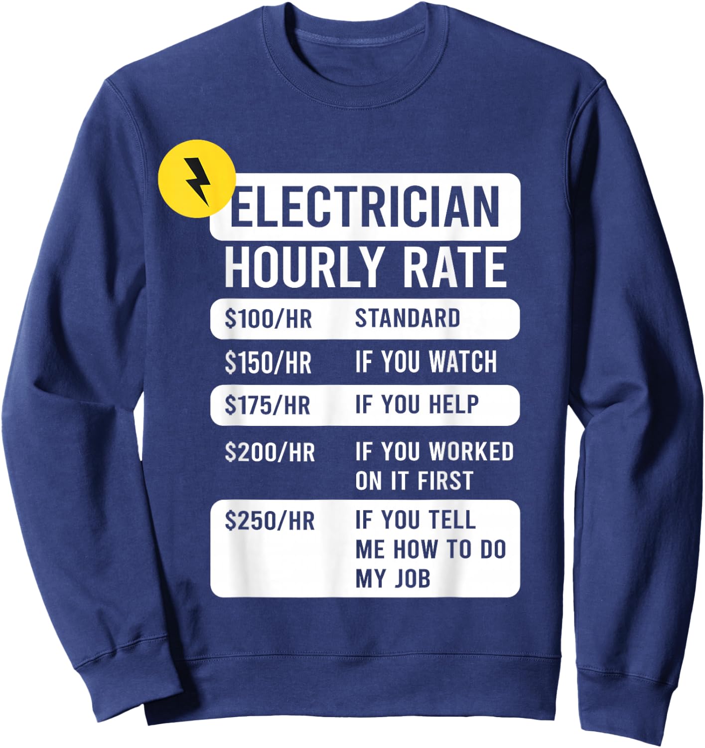 Electrician Hourly Rate Sweatshirt - Sweatshirt | Navy