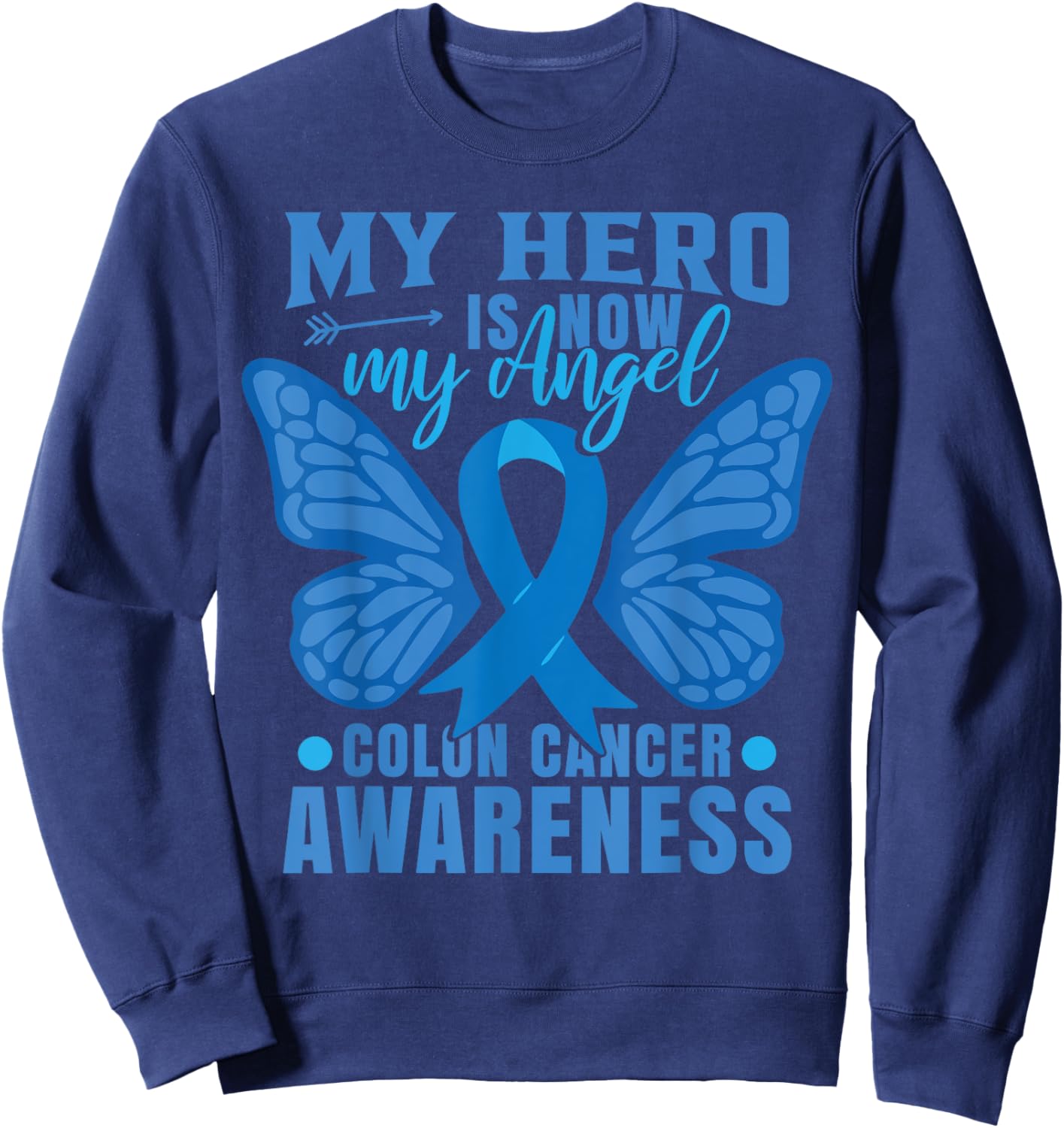 Colon Cancer Butterfly Sweatshirt - Sweatshirt | Navy