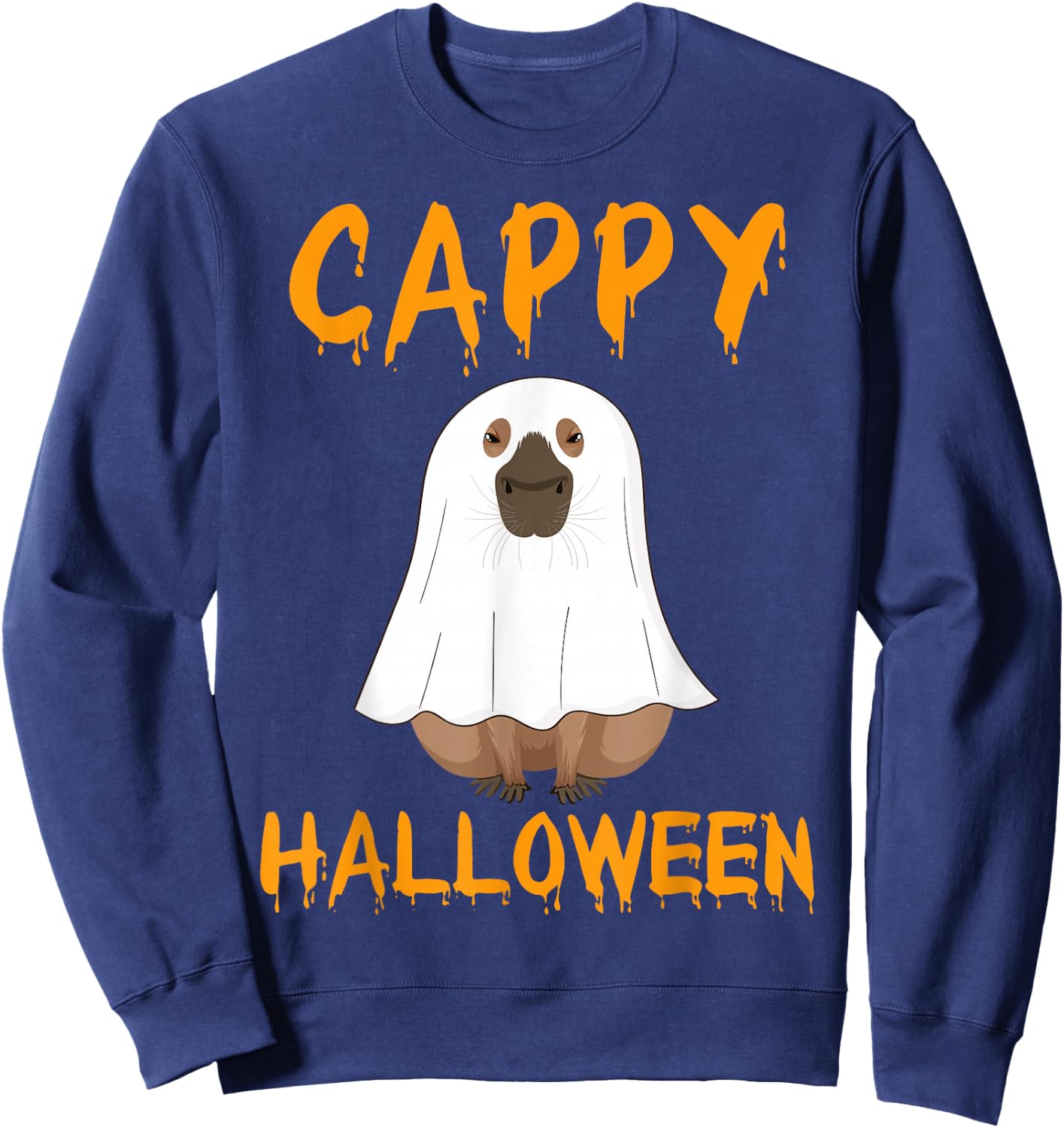 Cappy Halloween Funny Capybara Ghost Sweatshirt - Sweatshirt | Navy