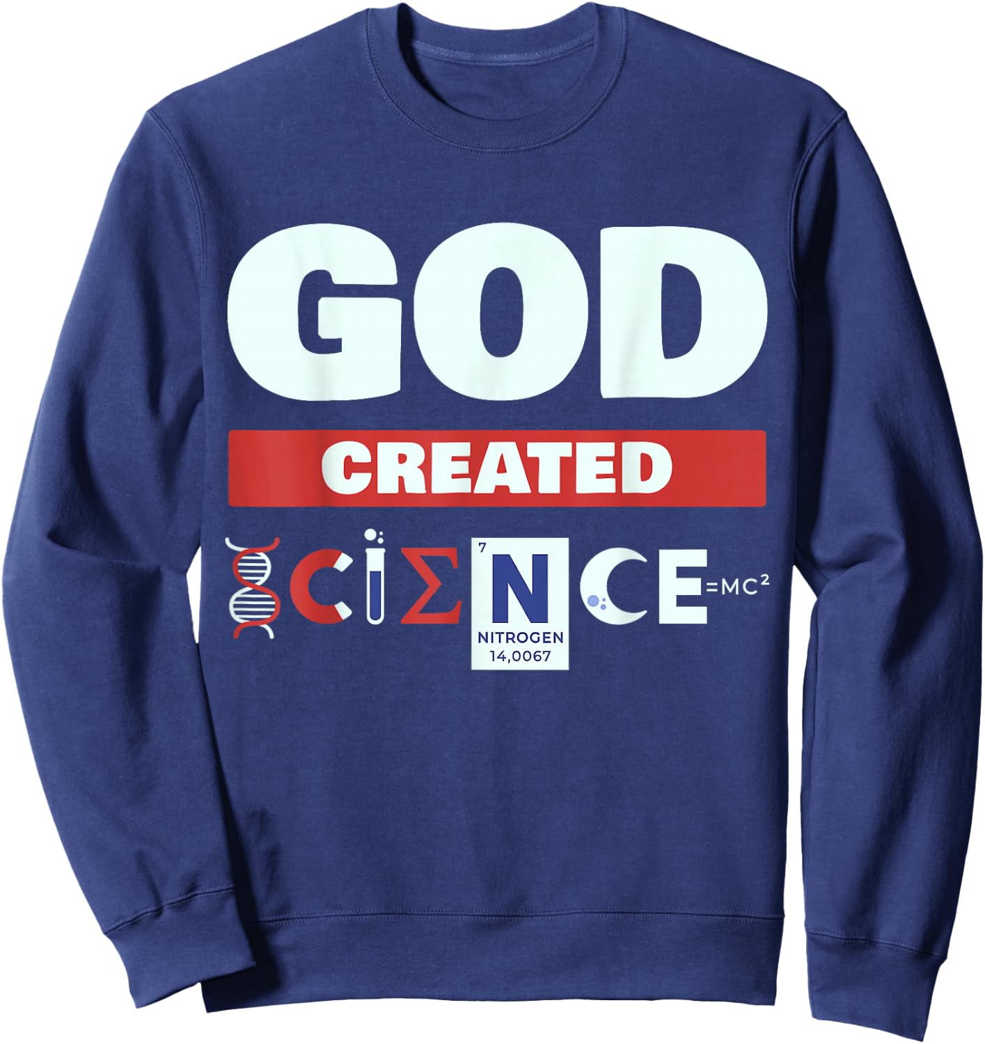 God Created Science - Christian Sweatshirt - Sweatshirt | Navy
