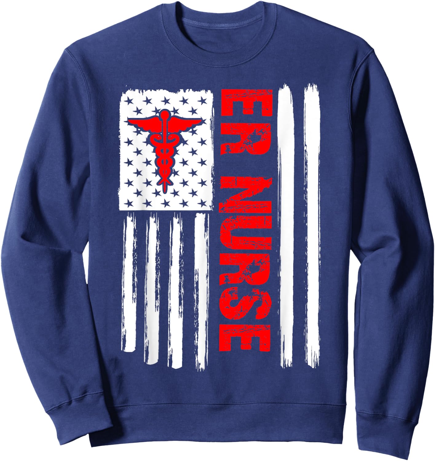 ER Nurse Emergency Room Nurse US flag vintage Sweatshirt - Sweatshirt | Navy