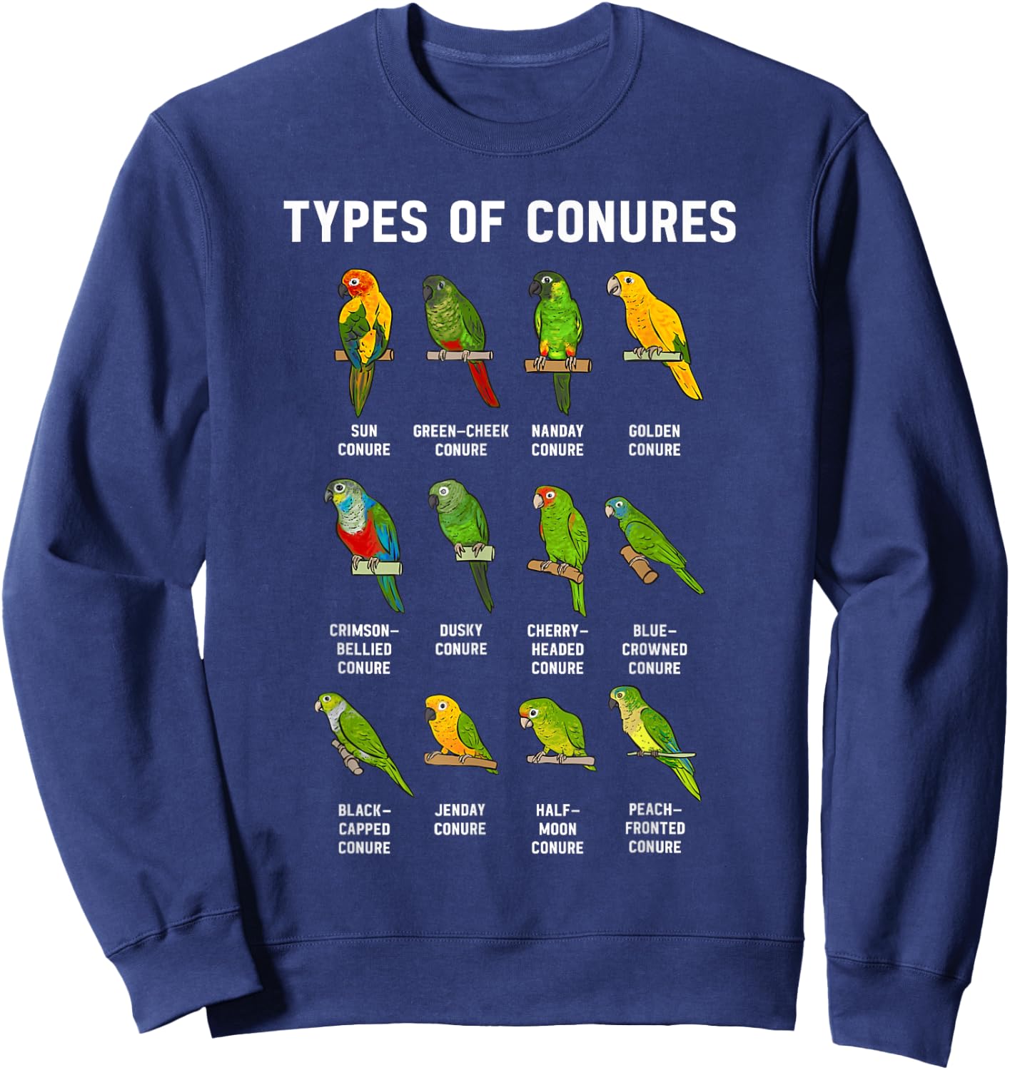 Sun Conure Types Of Conures Parrot Bird Green Cheek Conure Sweatshirt - Sweatshirt | Navy
