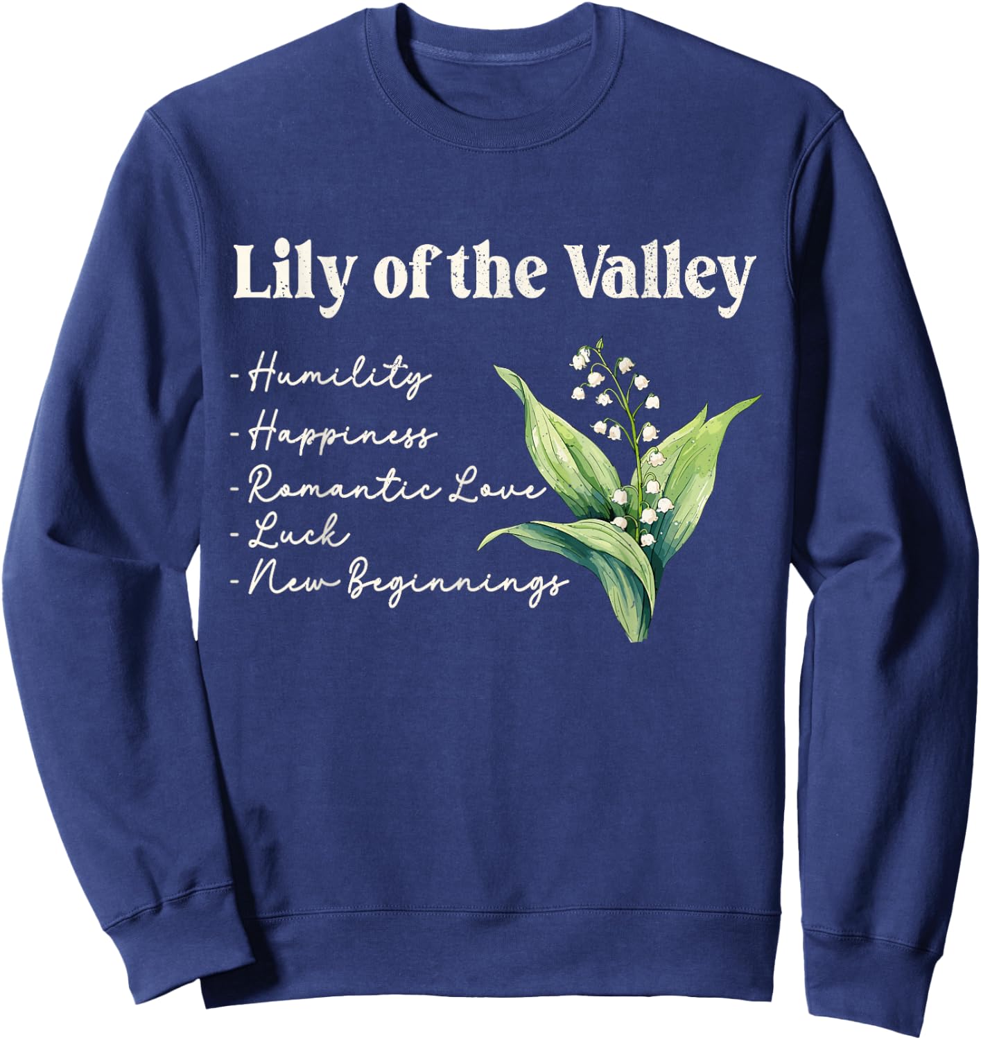May Birth Flower Lily of the Valley | May Birthday Sweatshirt - Sweatshirt | Navy
