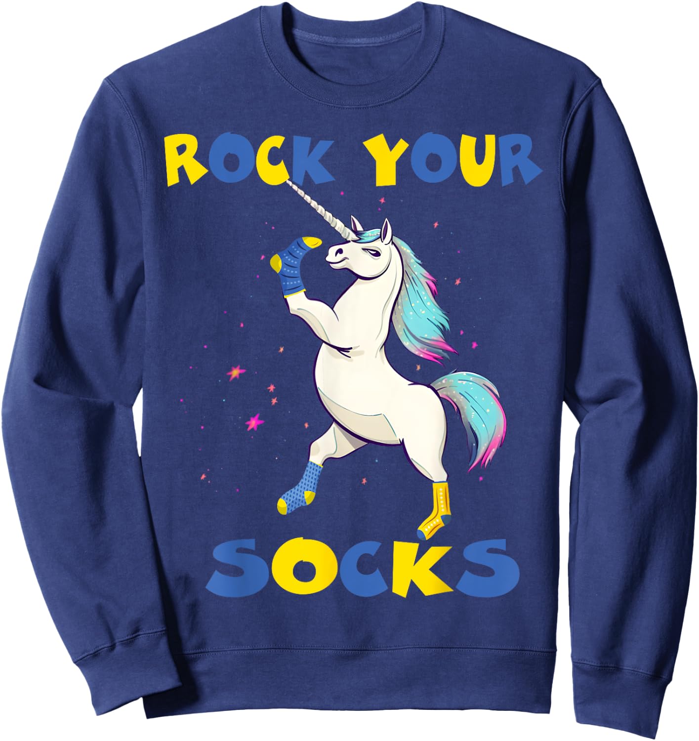 WORLD DOWN SYNDROME DAY Rock Your Socks Unicorn Sweatshirt - Sweatshirt | Navy