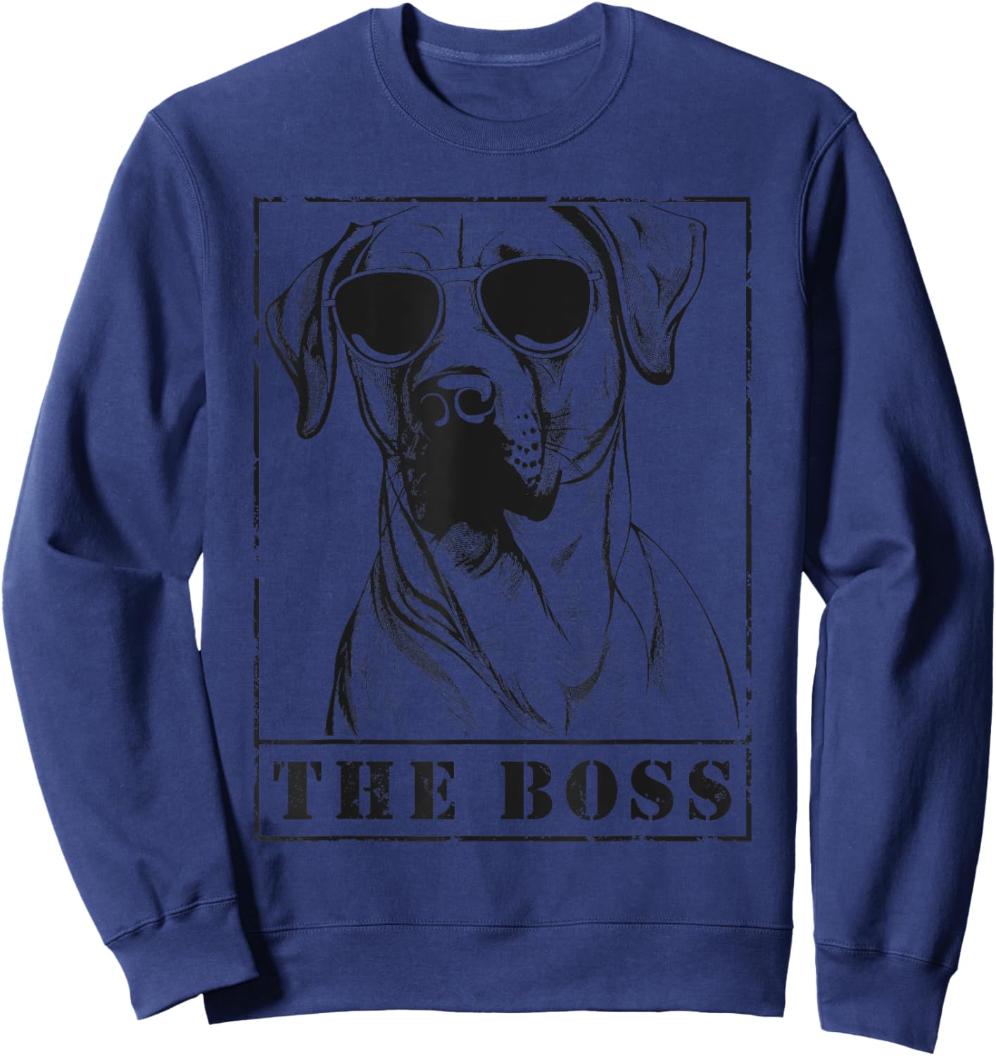 The Funny Black Mouth Cur Boss Mom Dad Dog Lover Sweatshirt - Sweatshirt | Navy
