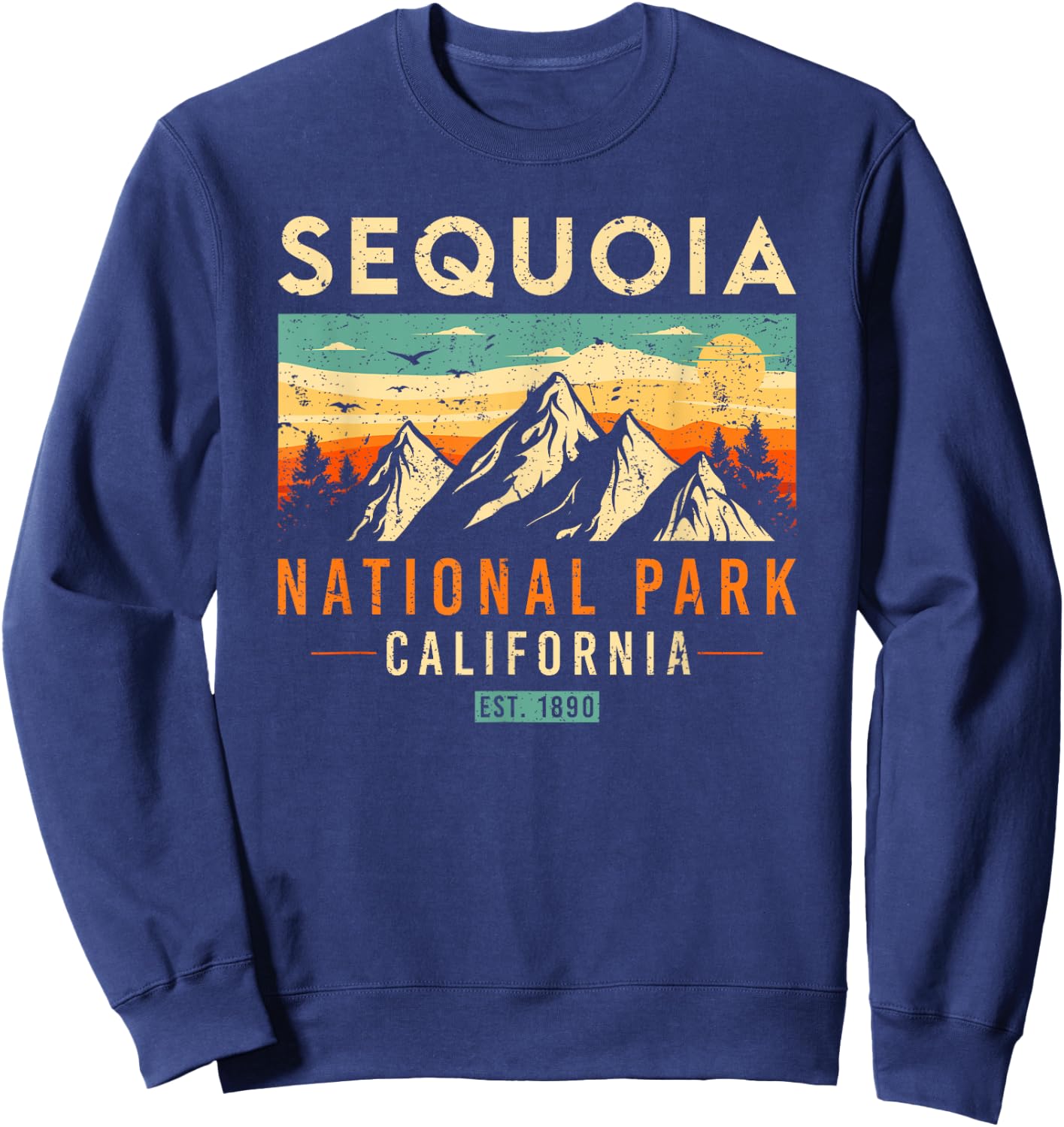 Sequoia Est. 1890 Retro California National Park Sweatshirt - Sweatshirt | Navy