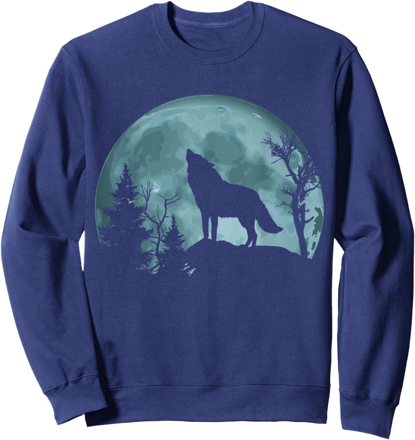 Wolf Howling at the Moon Sweatshirt - Sweatshirt | Navy