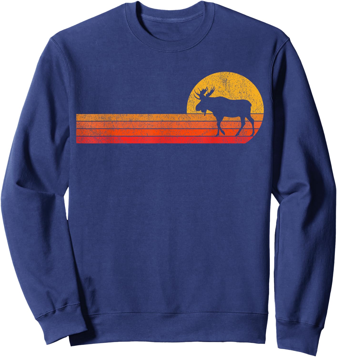 Retro Moose Lover Funny Moose Vintage Sweatshirt - Sweatshirt | Navy