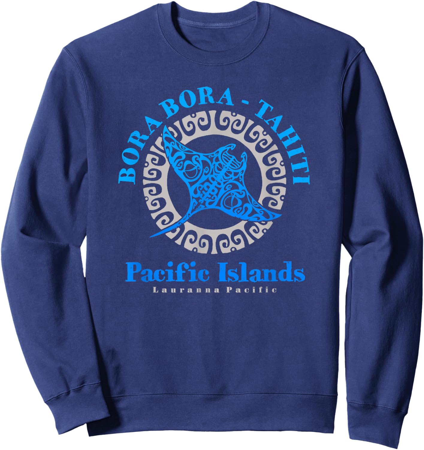 Manta Ray Bora Bora Tahiti Tribal Tattoo Sweatshirt - Sweatshirt | Navy