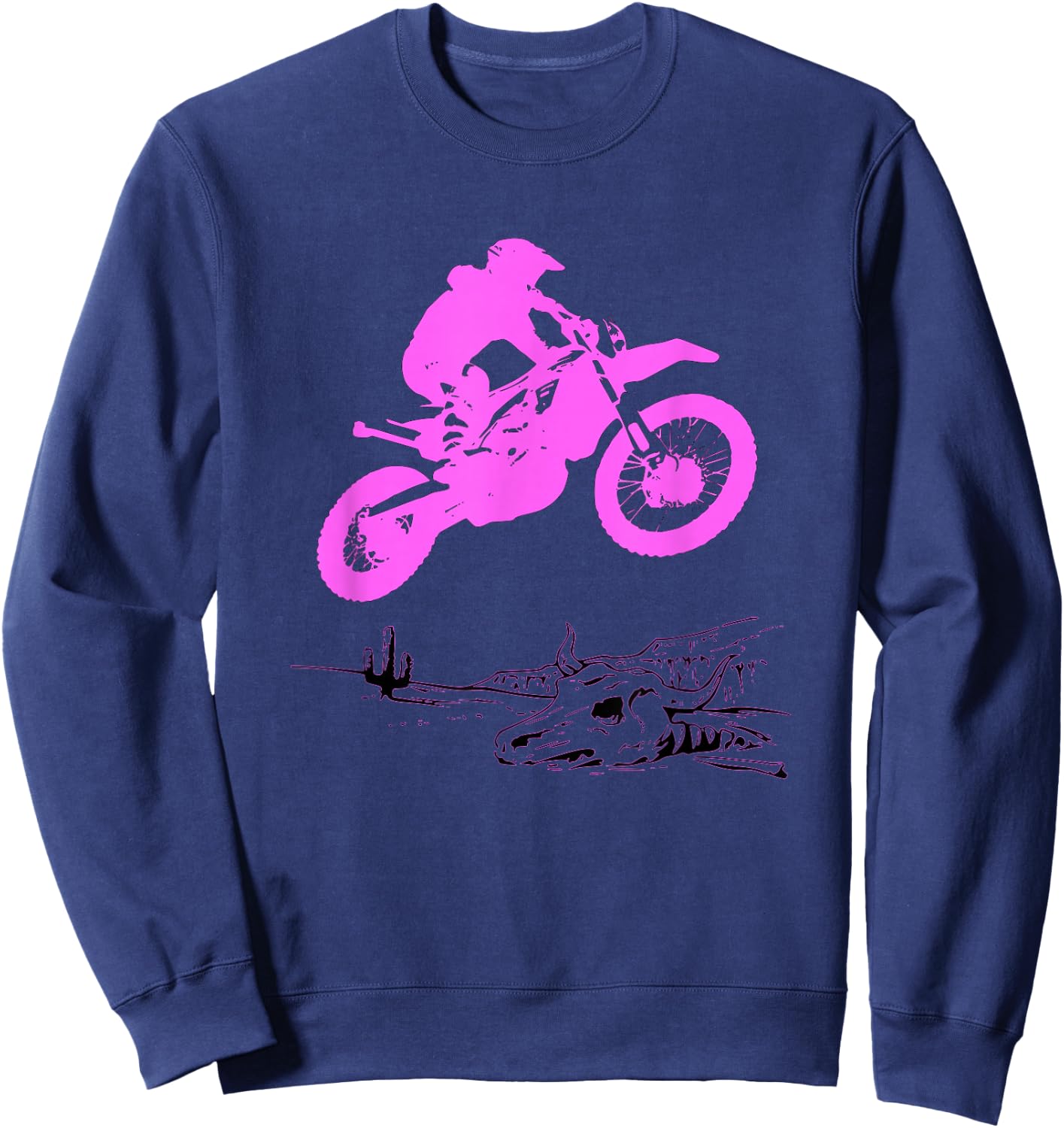 Pink Motocross Dirtbike Motorcycle Desert Racing Rider Jump Sweatshirt - Sweatshirt | Navy