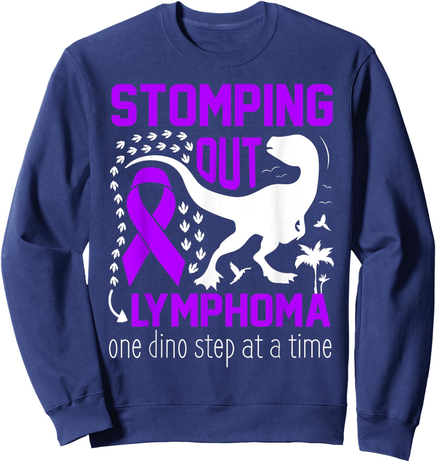 Hodgkins lymphoma Warrior Awareness Purple Ribbon Child Sweatshirt - Sweatshirt | Navy