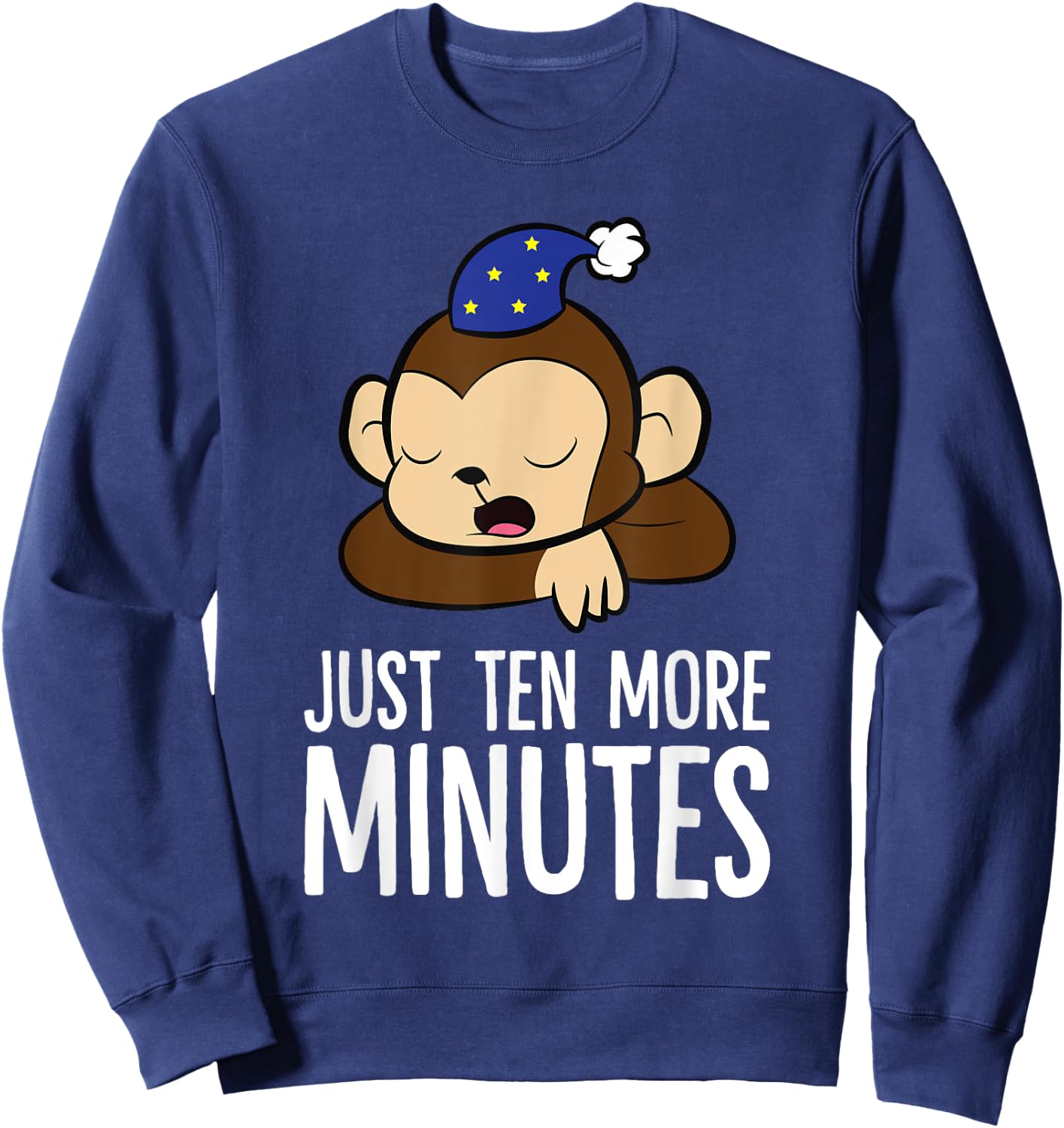 Monkey Sleeping Lazy Tired Just Ten More Minutes Monkey Sweatshirt - Sweatshirt | Navy