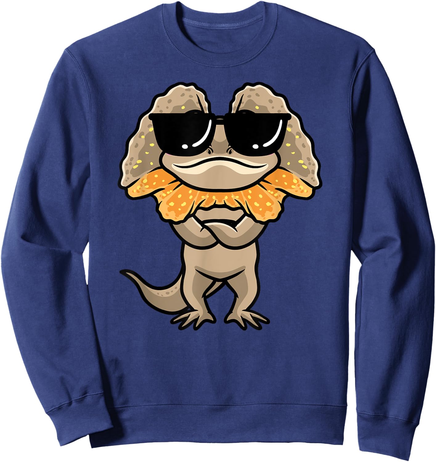 Frilled Dragon Frill-Necked Lizard With Sunglasses Design Sweatshirt - Sweatshirt | Navy