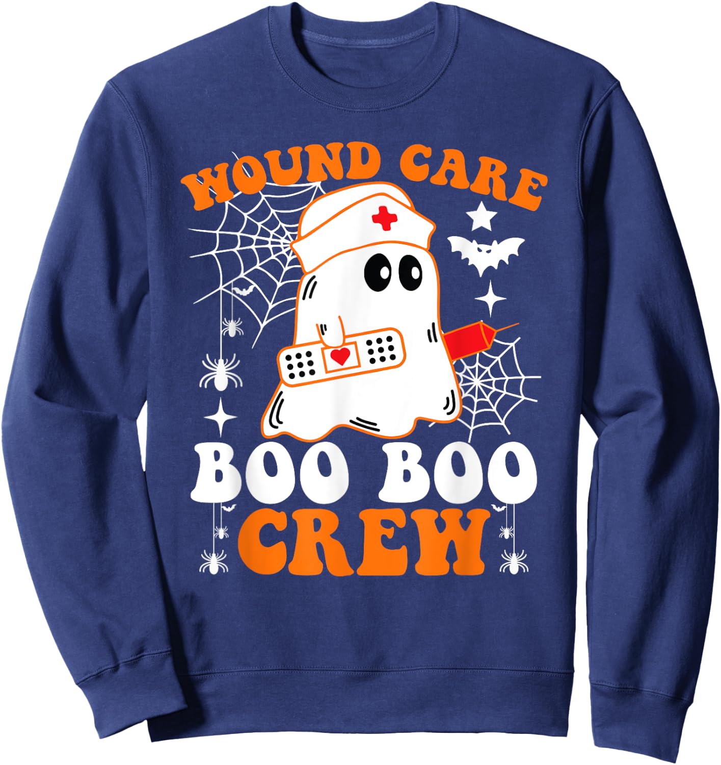 Wound Care Boo Boo Crew Shirt Funny Nurse Ghost Halloween Sweatshirt - Sweatshirt | Navy