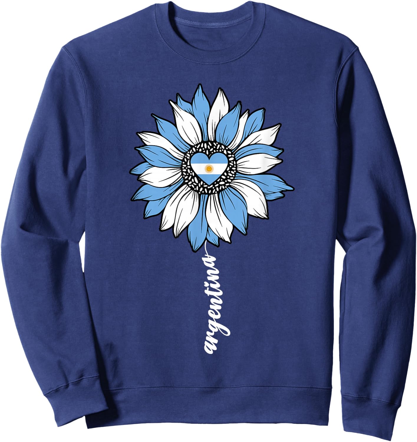 Argentina Sunflower Argentinian Girl Girls Flag Sweatshirt - Sweatshirt | Navy