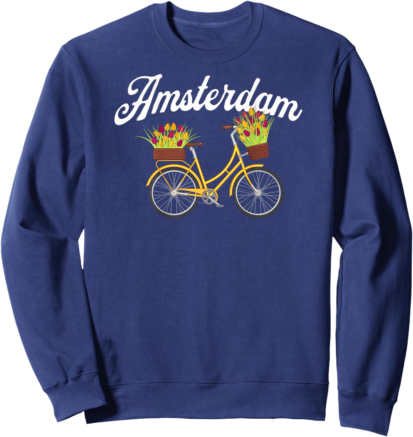 Amsterdam Summer Tour Yellow Flower Floral Women's Bike Sweatshirt - Sweatshirt | Navy
