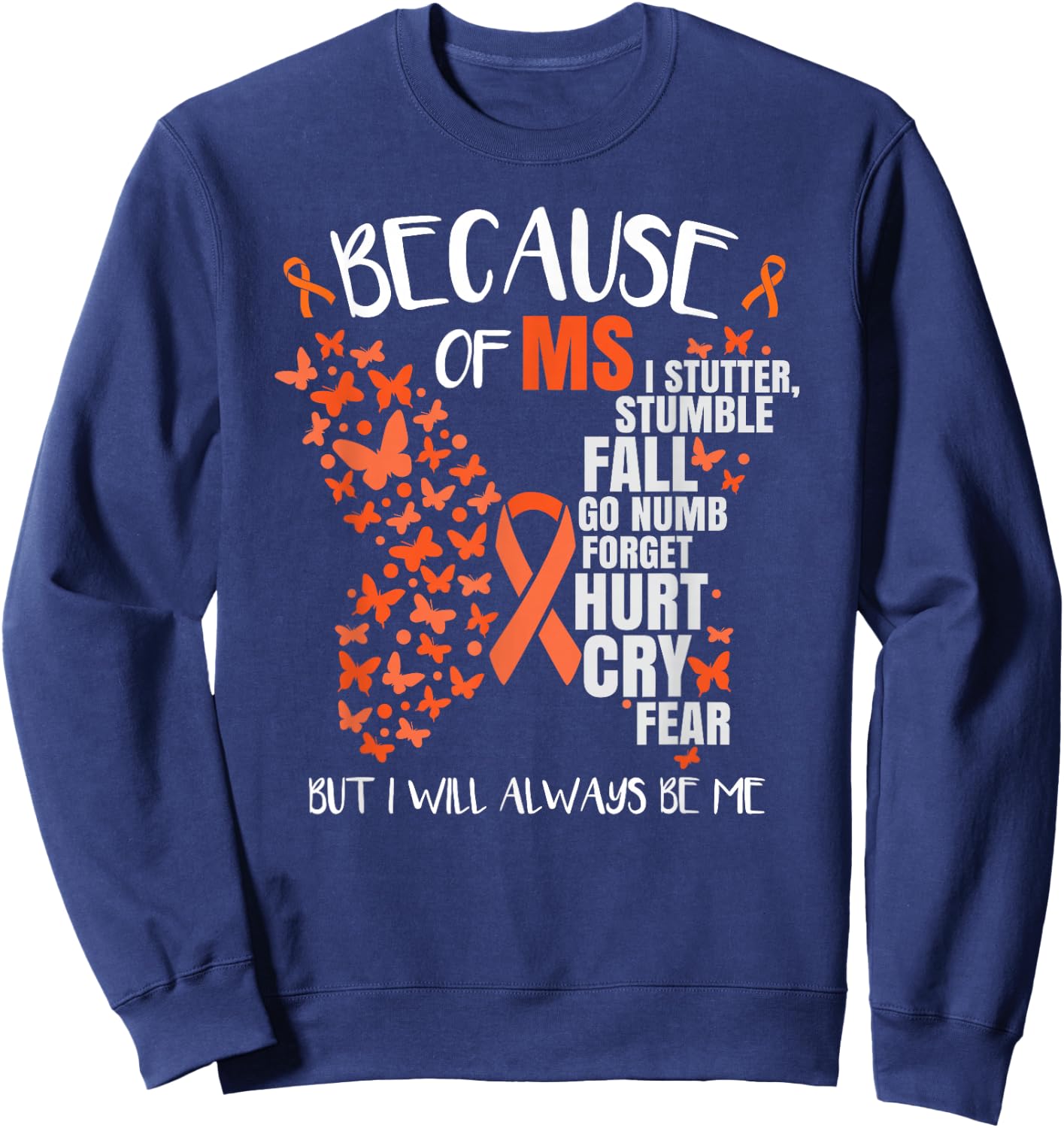 MS Awareness Multiple Sclerosis Butterfly Sweatshirt - Sweatshirt | Navy