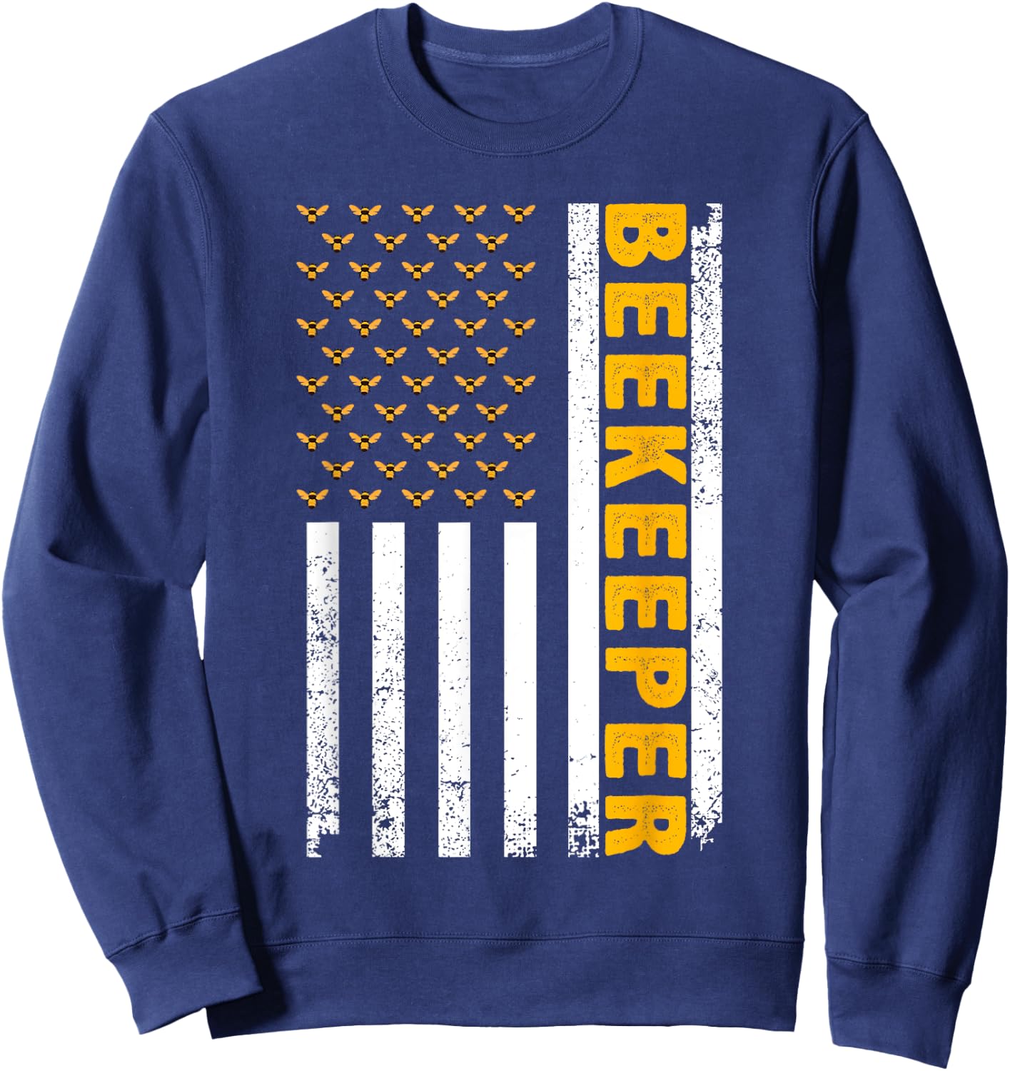 Beekeeper Women Beekeeping American Flag Bee Lover Sweatshirt - Sweatshirt | Navy