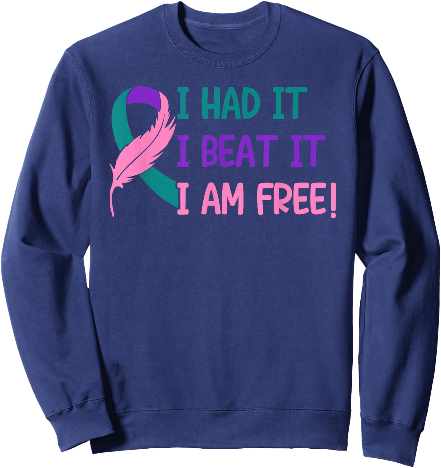 Thyroid - I Had It Beat It I'm Free Thyroid Cancer Awareness Sweatshirt - Sweatshirt | Navy