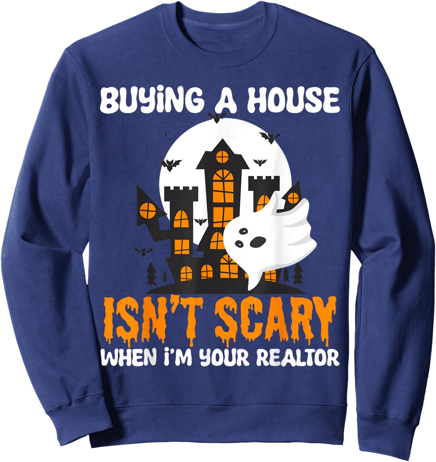 Funny Real Estate Agent Halloween Costumes Spooky Realtor Sweatshirt - Sweatshirt | Navy