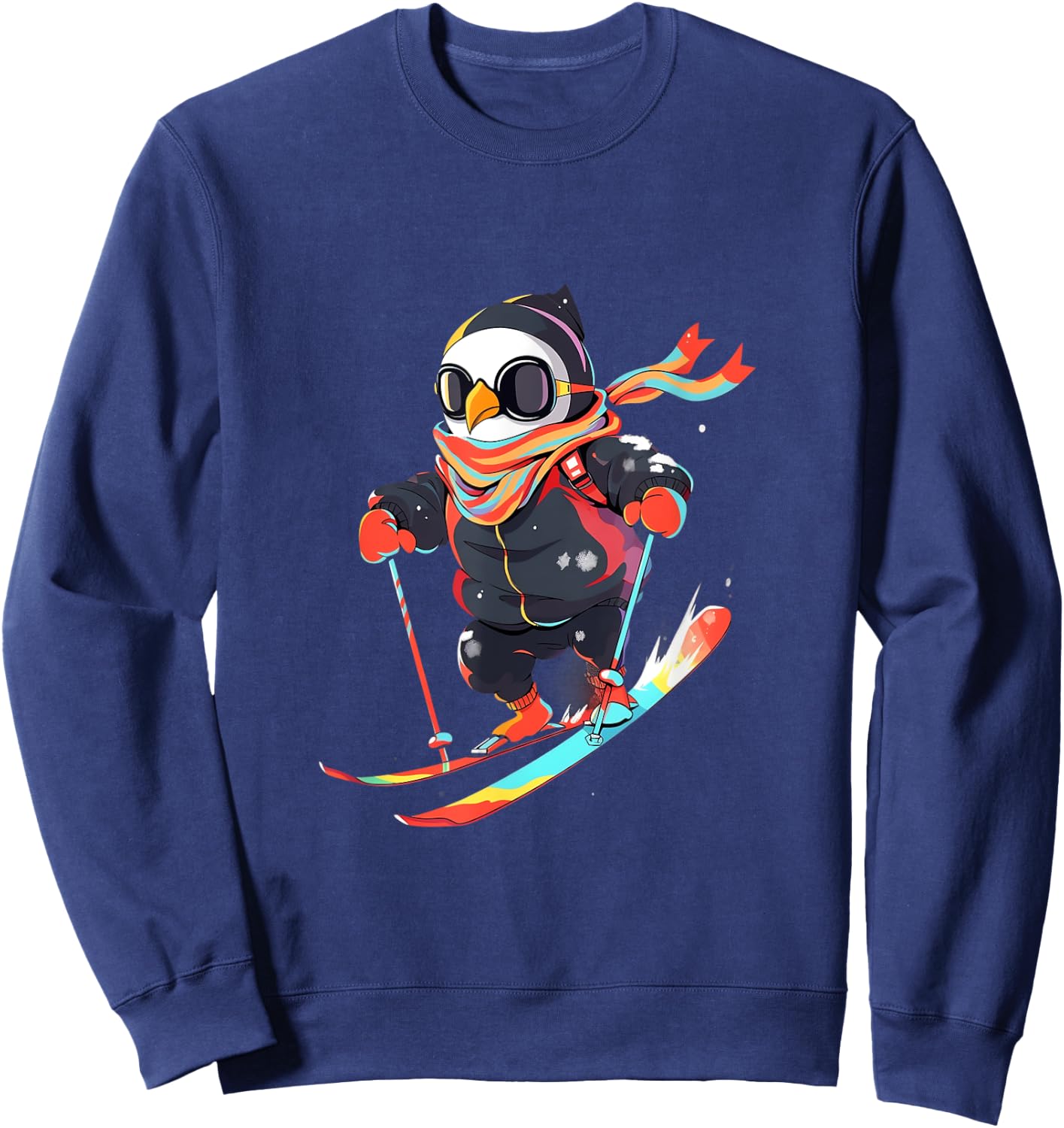 Penguin Skiing Skier Ski Winter Snow Sweatshirt - Sweatshirt | Navy