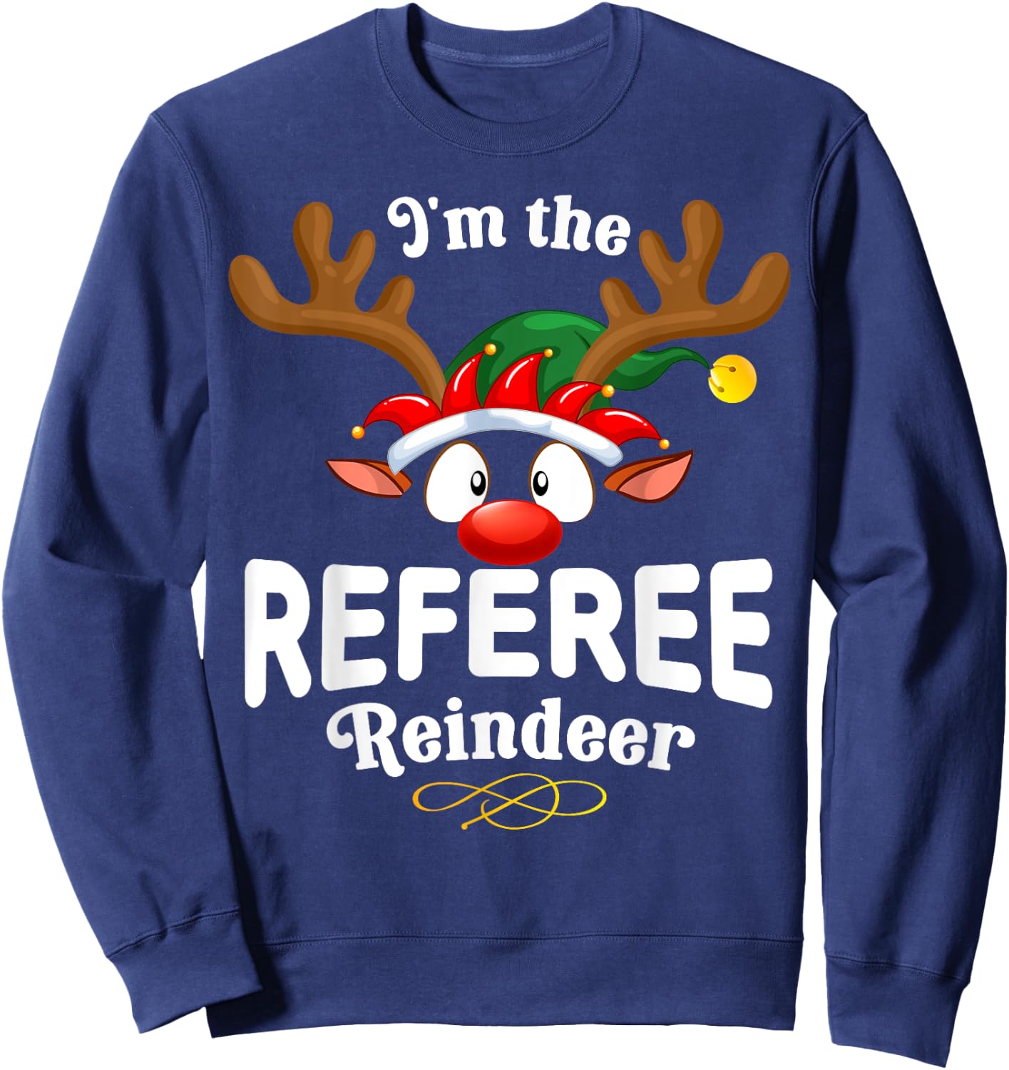 Christmas PJS Referee XMas Reindeer Matching Sweatshirt - Sweatshirt | Navy