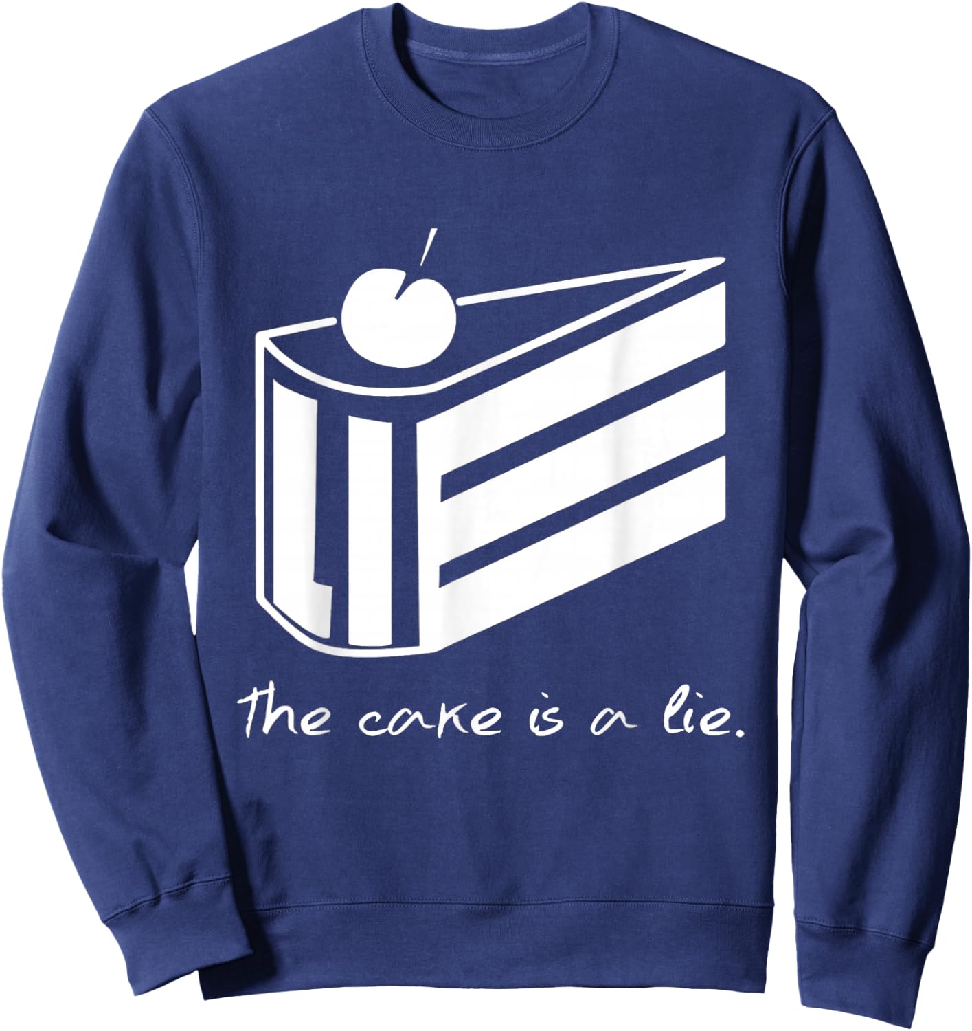 The Cake Is A Lie Portal - -Adults, Black, S Sweatshirt - Sweatshirt | Navy
