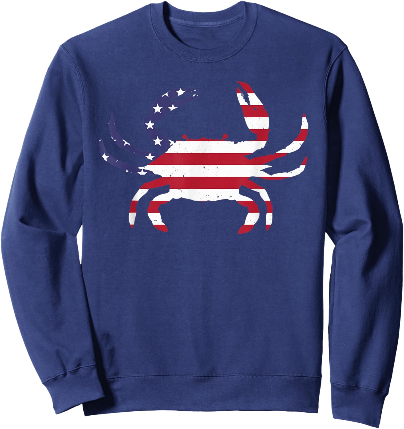 Cool Crab Women Fourth July Flag Patriotic Crabbing Sweatshirt - Sweatshirt | Navy