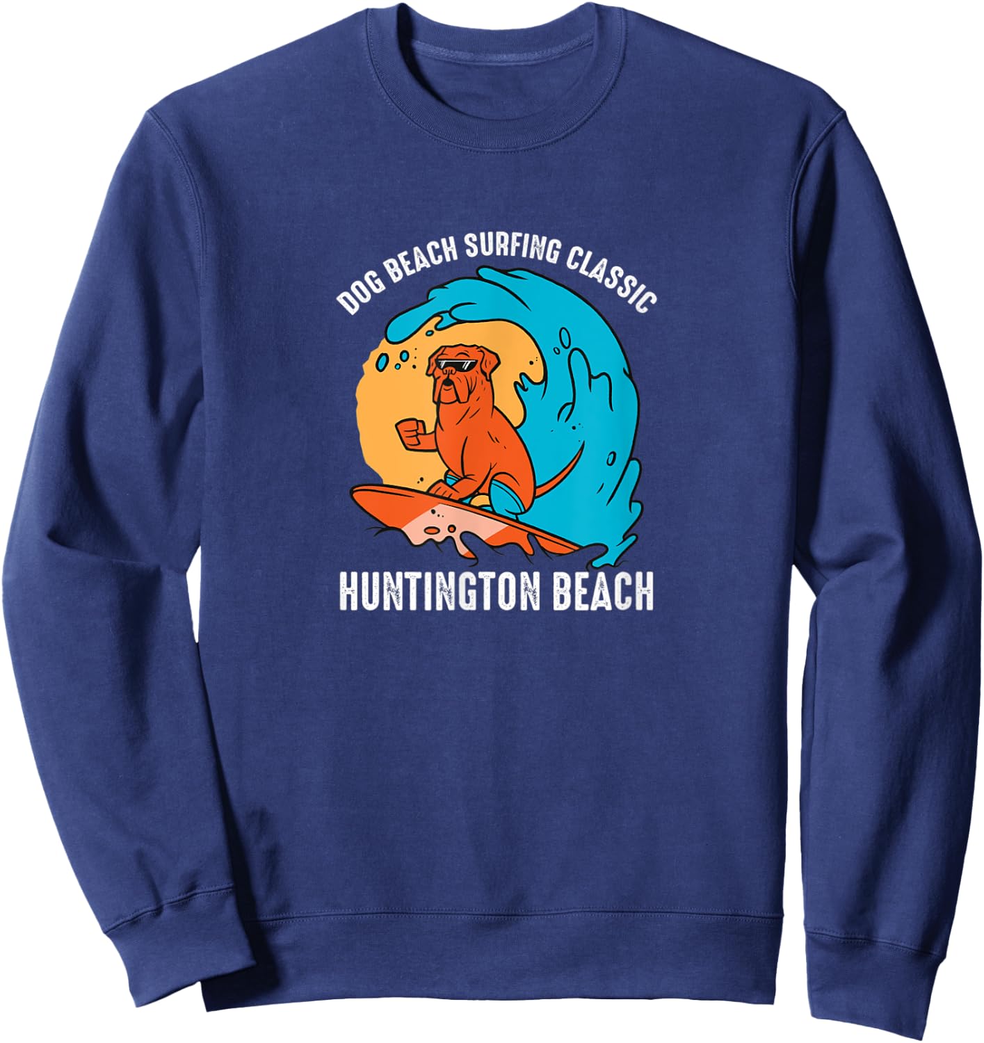 Huntington Dog Beach California CA Surf Sweatshirt - Sweatshirt | Navy