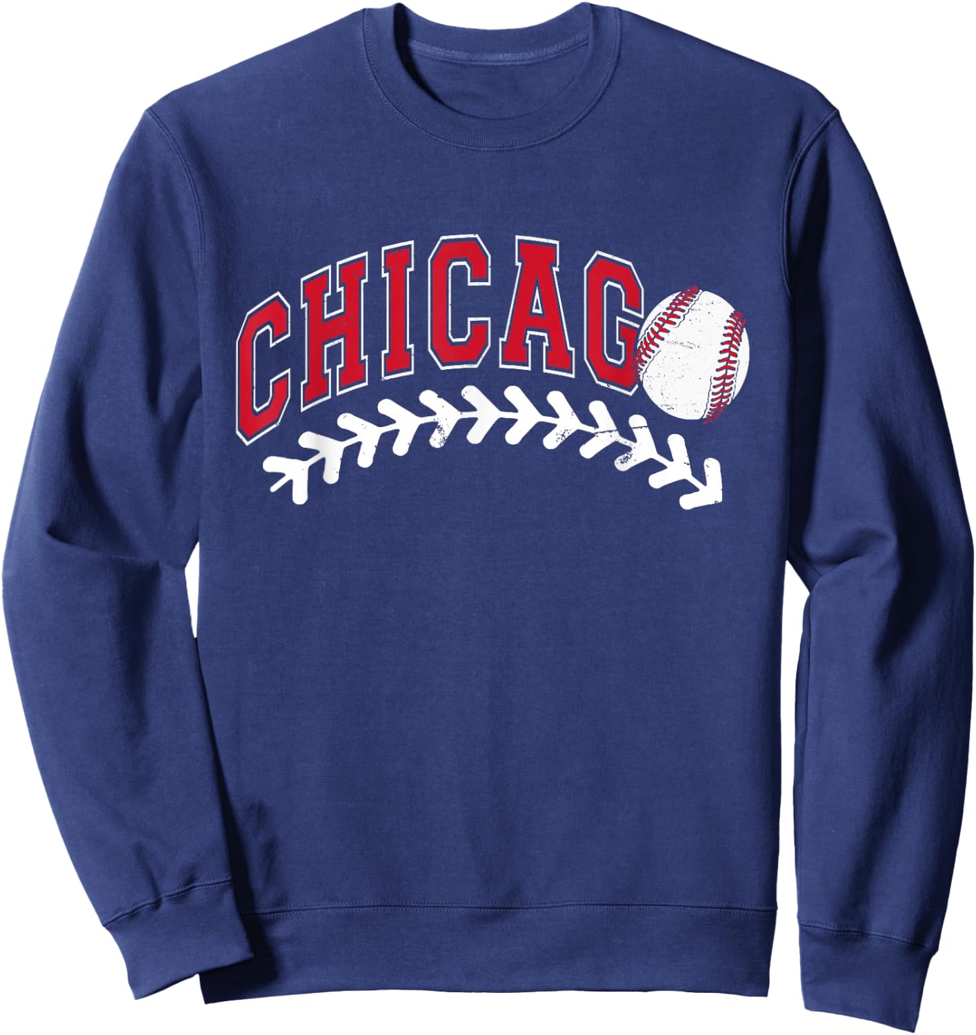 Vintage Chicago Graphic Baseball Lover Player Women Sweatshirt - Sweatshirt | Navy