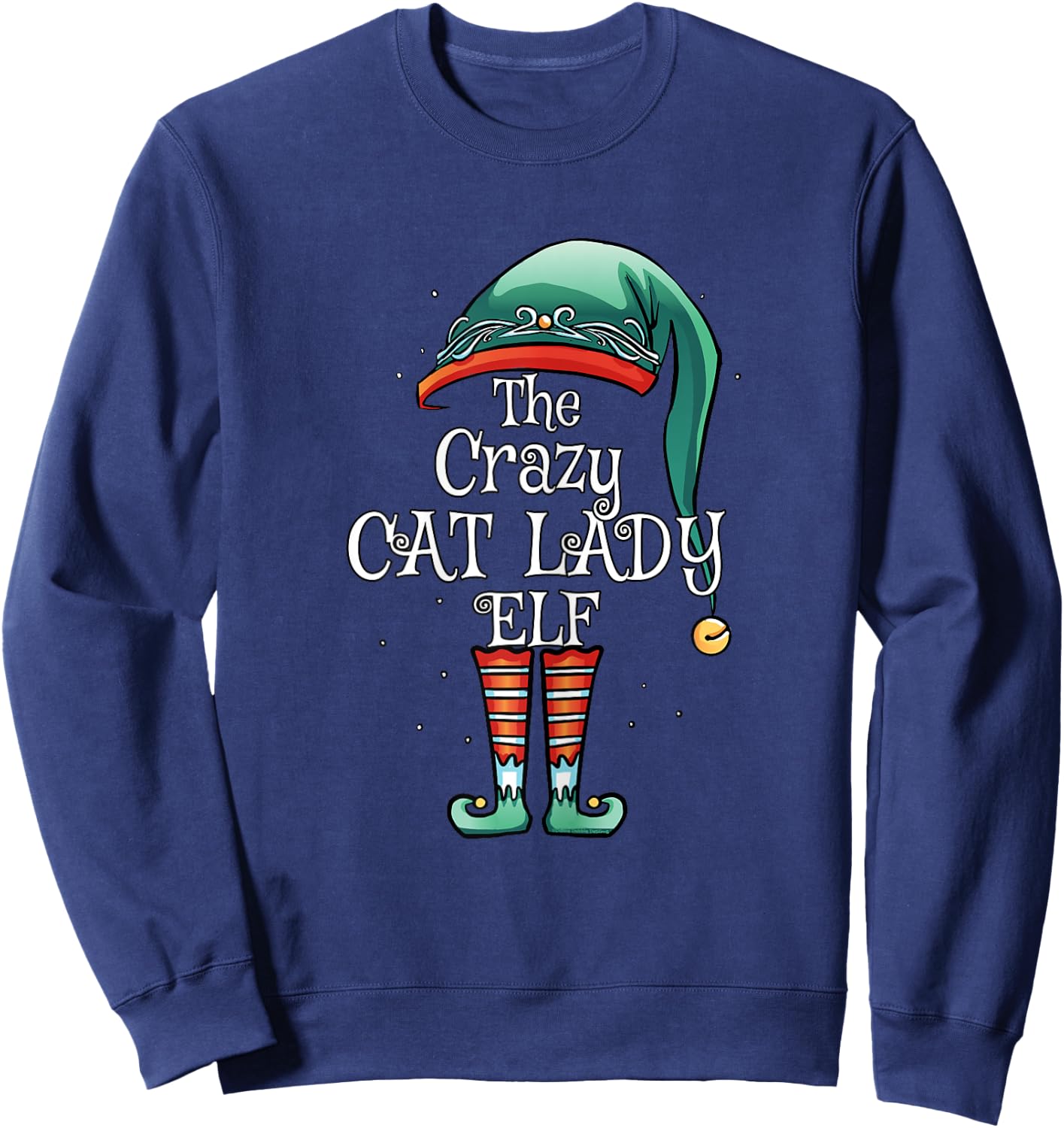 The Crazy Cat Lady Elf Matching Family Christmas Cat Lover Sweatshirt - Sweatshirt | Navy