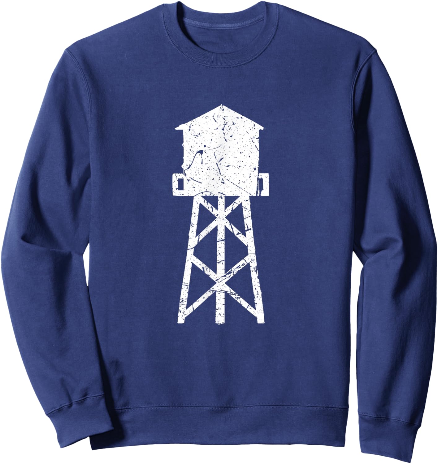 Vintage Distressed Water Tower Tank Elevated Potable H2O Sweatshirt - Sweatshirt | Navy