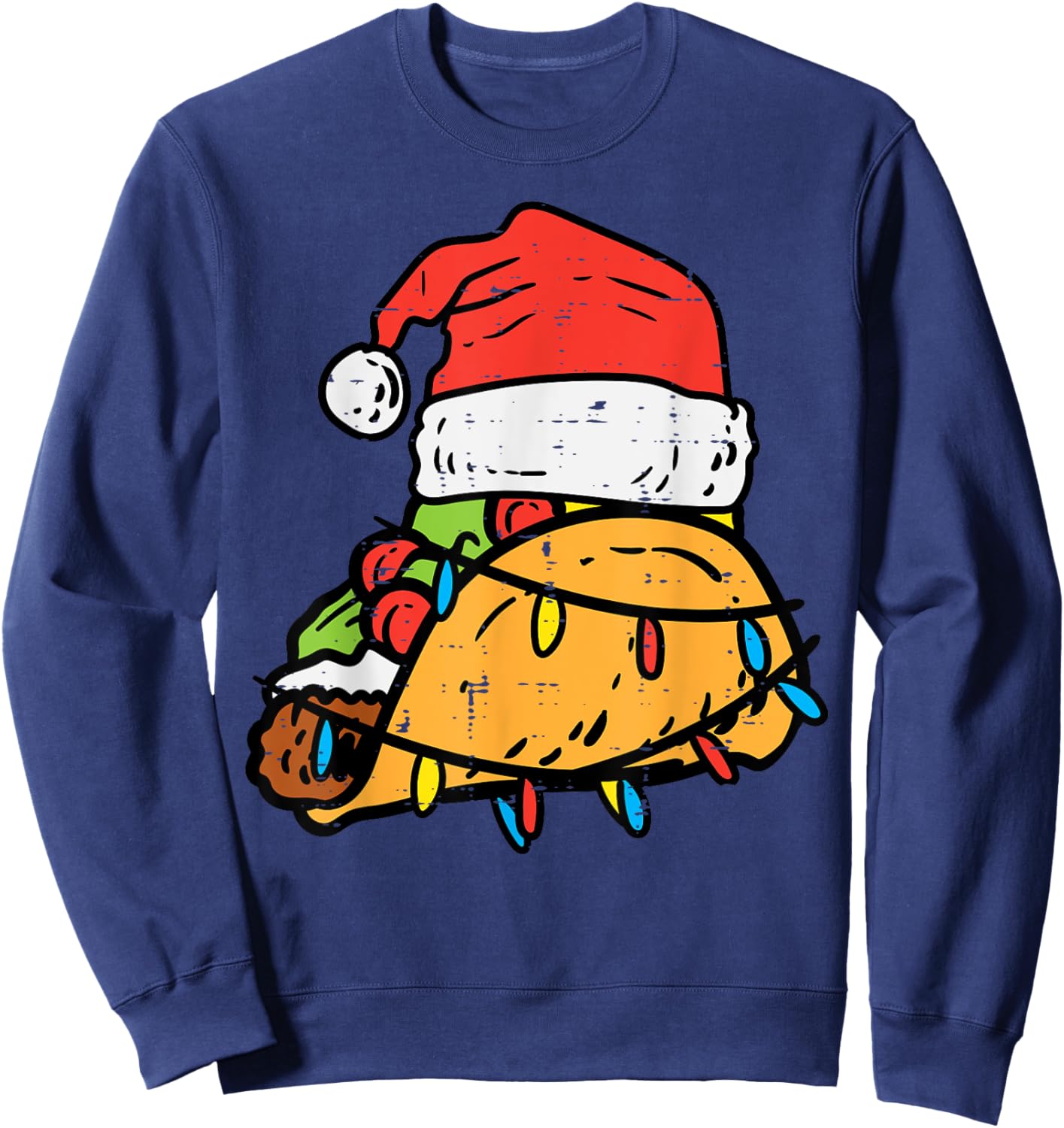 Christmas Tacos Santa Funny Mexican Food Xmas Men Women Kids Sweatshirt - Sweatshirt | Navy