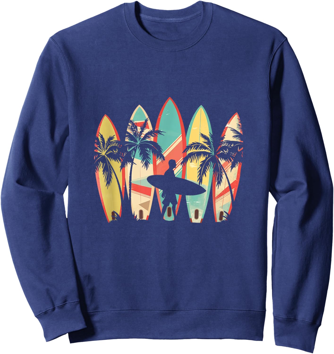 Vintage Surfer Surfing Beach Surf Surfboard Women Sweatshirt - Sweatshirt | Navy