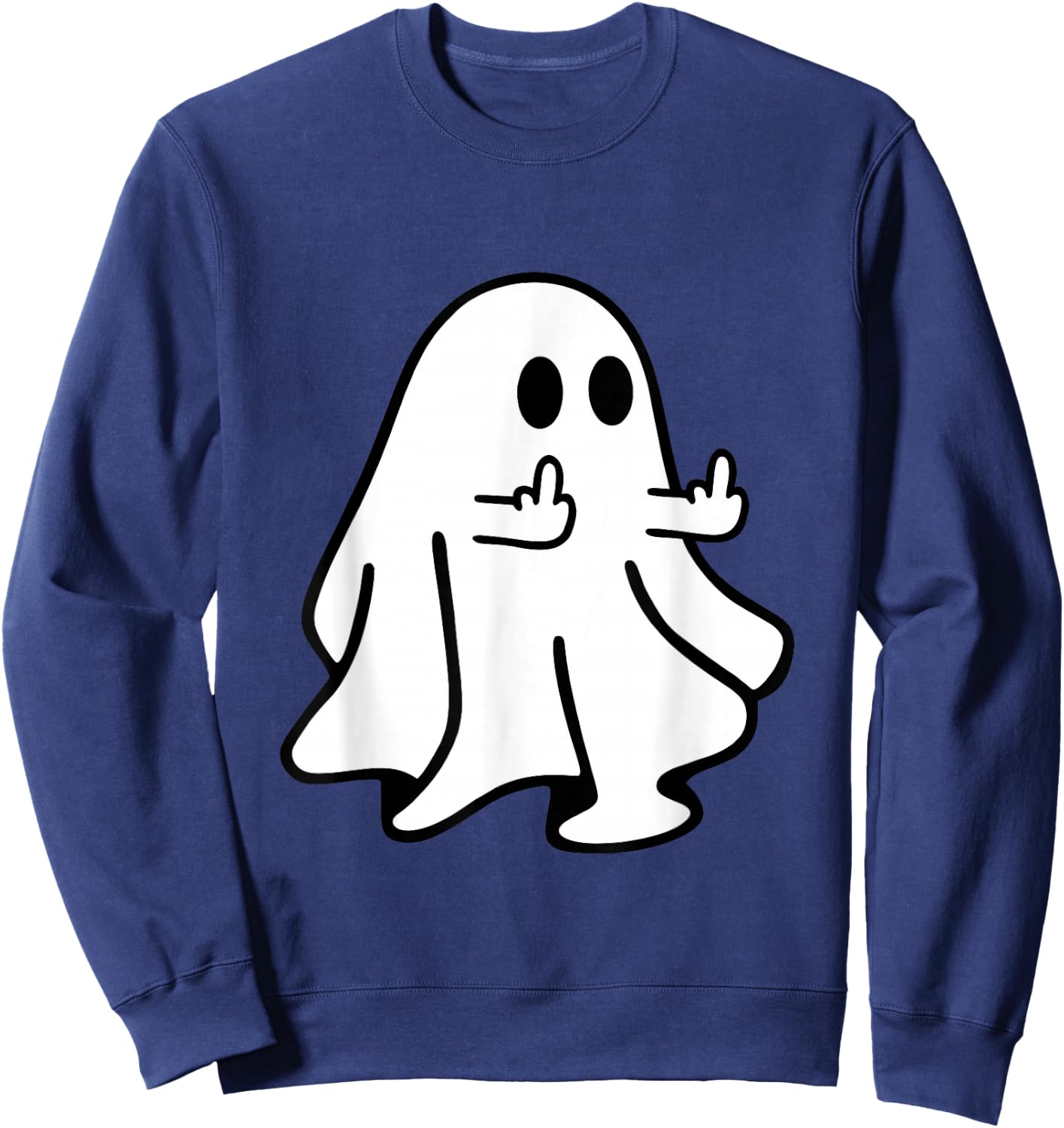 Spooky Ghost Middle Finger Halloween Party Sweatshirt - Sweatshirt | Navy