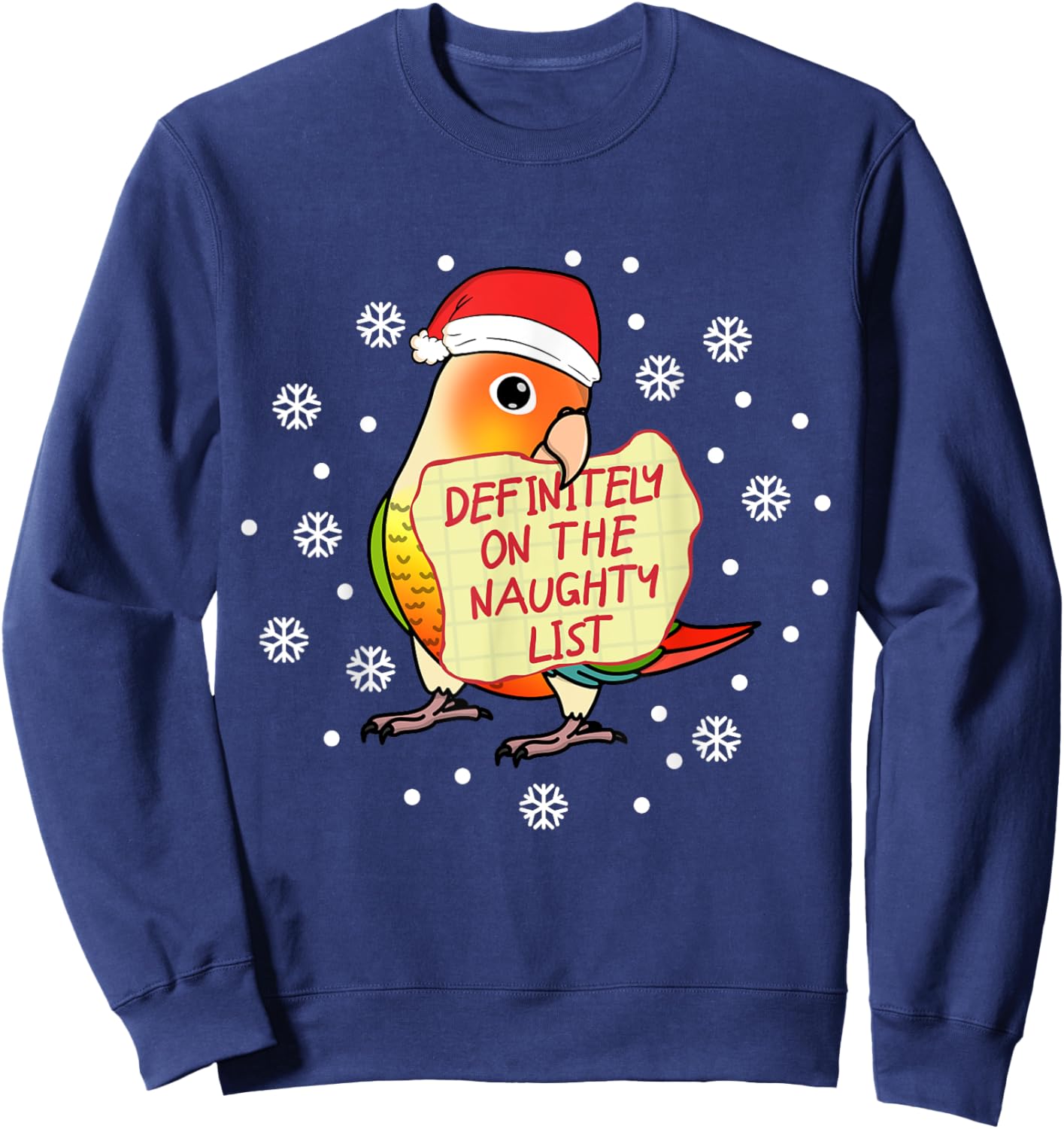 Naughty List Parrot | Green Cheek Pineapple Conure Sweatshirt - Sweatshirt | Navy