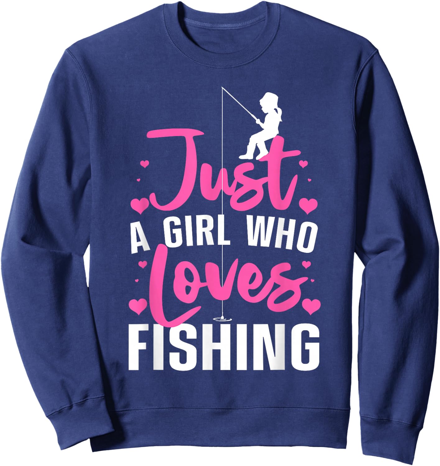 Cute Fishing Girls Kids Fisher Fisherman Bass Fish Sweatshirt - Sweatshirt | Navy