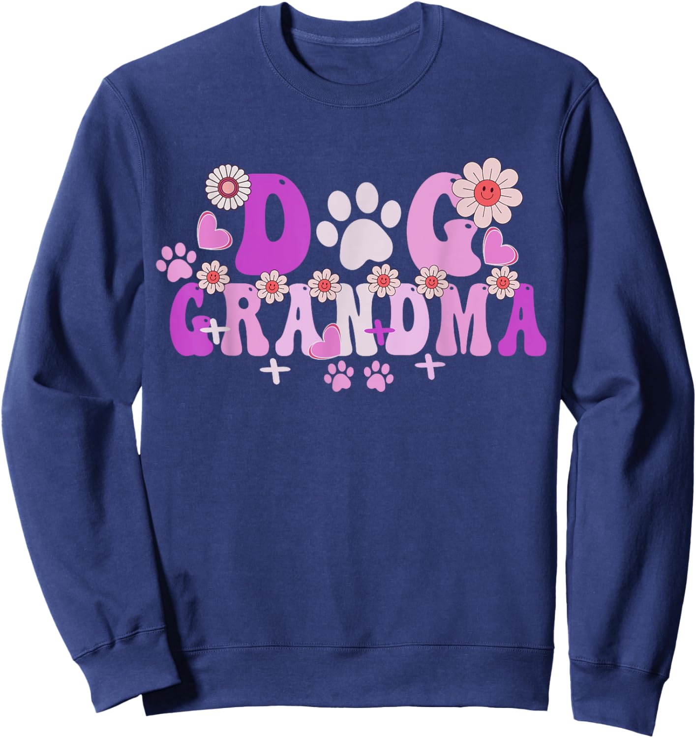 Groovy Dog Grandma Art Owner Mama Grandma Dog Lovers Sweatshirt - Sweatshirt | Navy