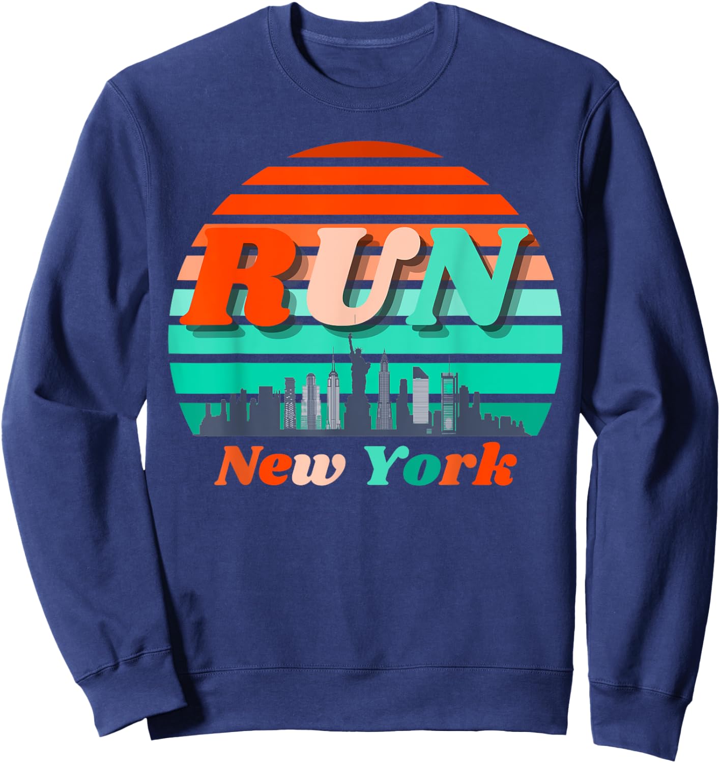Run New York Sunrise City Silhouette Celebrate Running Sweatshirt - Sweatshirt | Navy