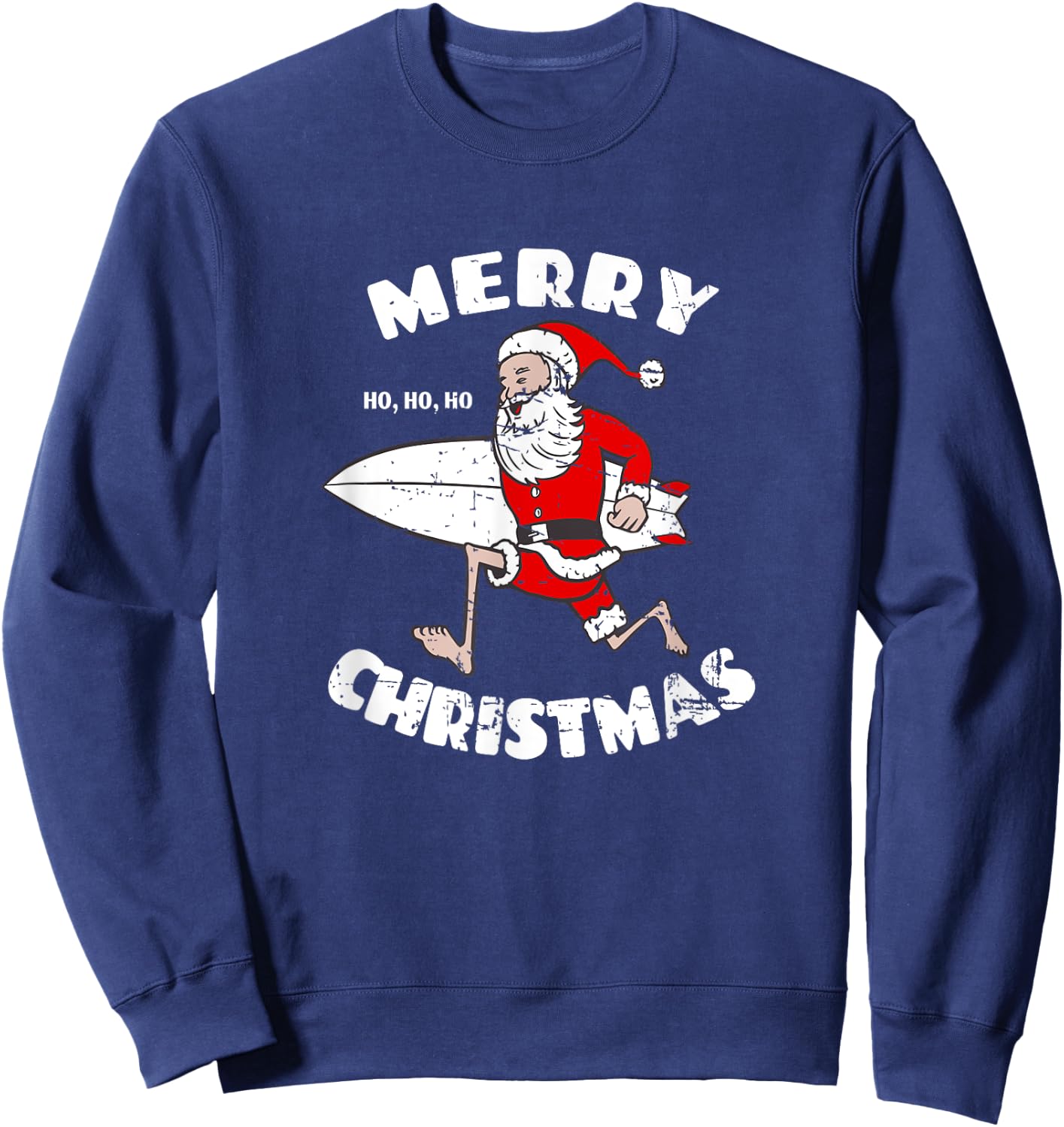 Merry Christmas Surfing Santa - Surfboarder Surf Lover Sweatshirt - Sweatshirt | Navy