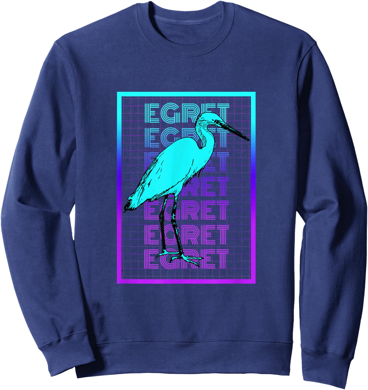 Egret Bird Vintage Retro Egret Sweatshirt - Sweatshirt | Navy