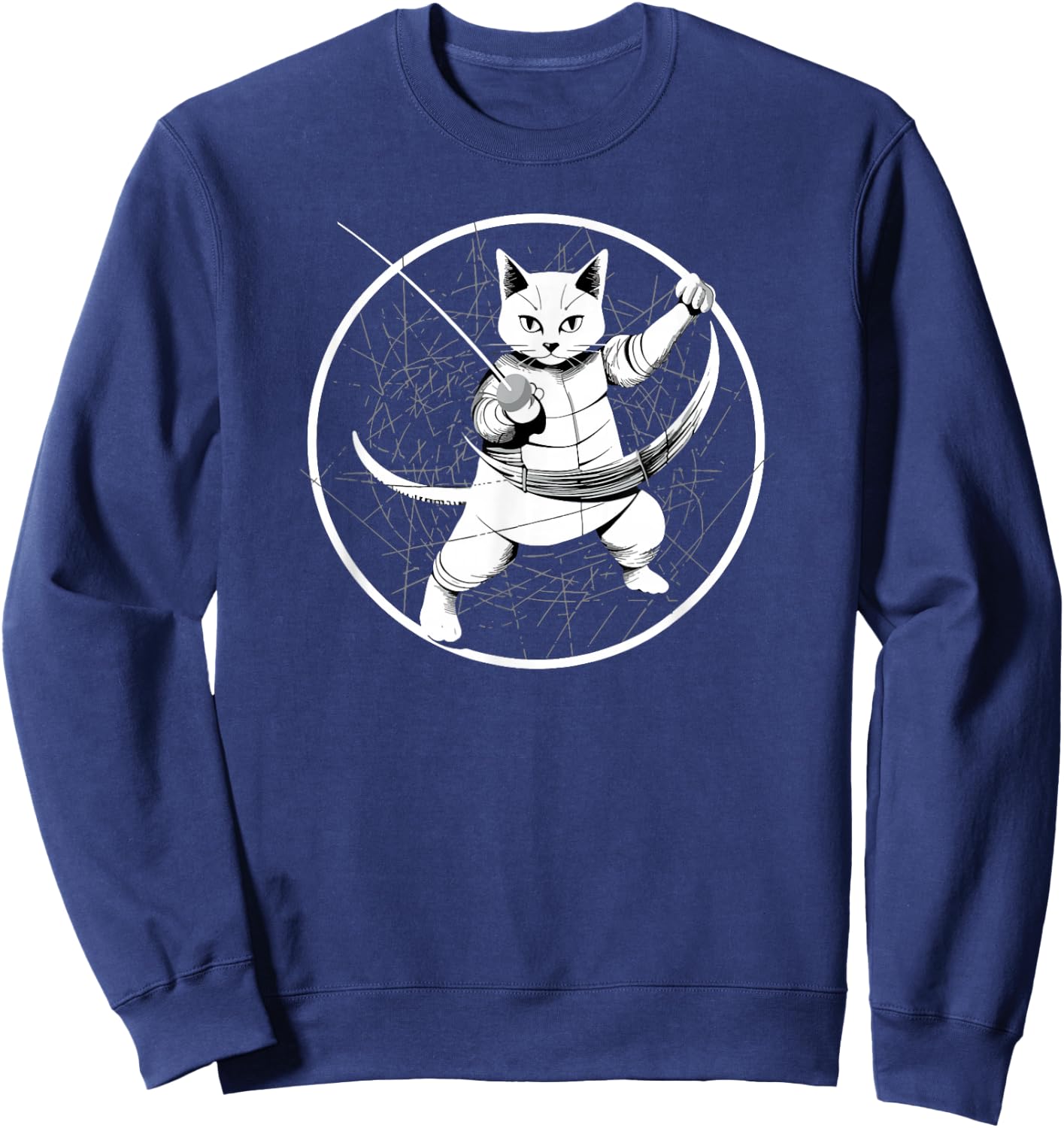 Fencing Game gamer fencer sport fencing Cat Sweatshirt - Sweatshirt | Navy