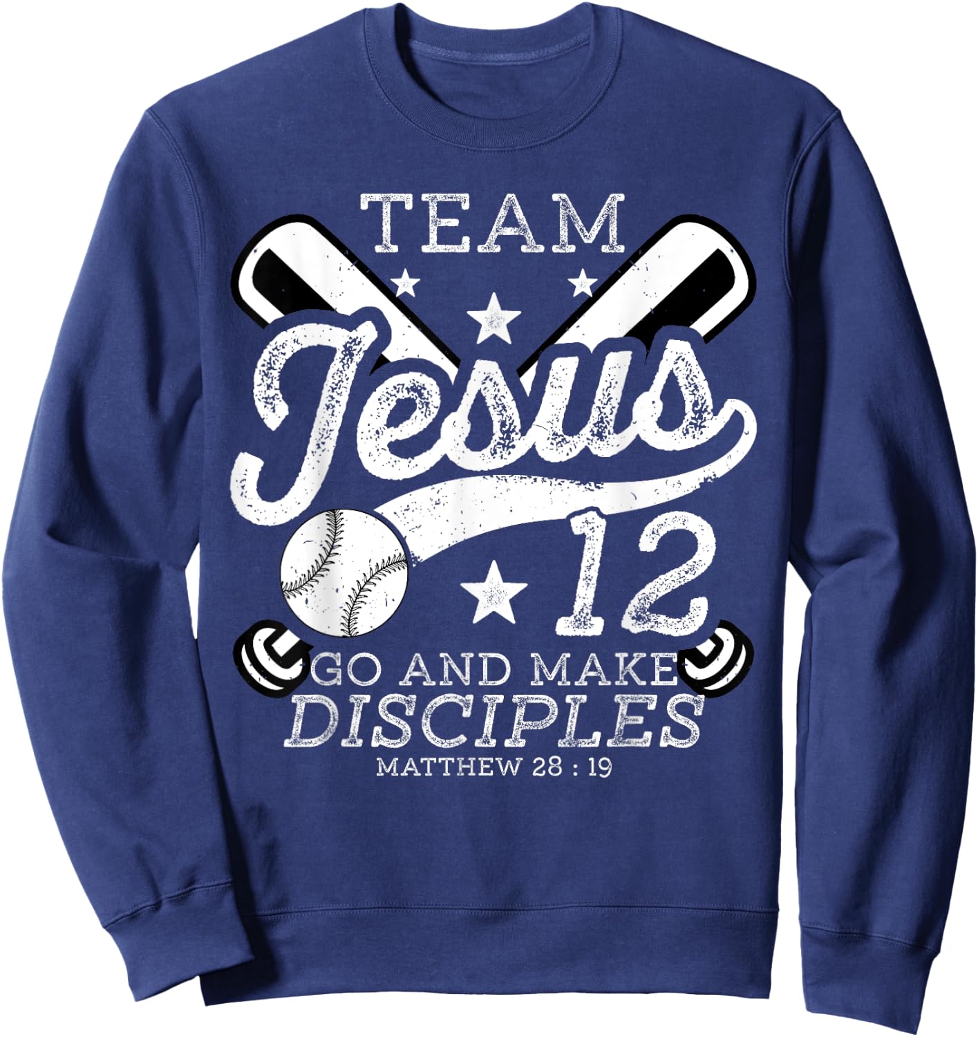 Jesus and Baseball Team Jesus Christian Matthew 28:19 Verse Sweatshirt - Sweatshirt | Navy