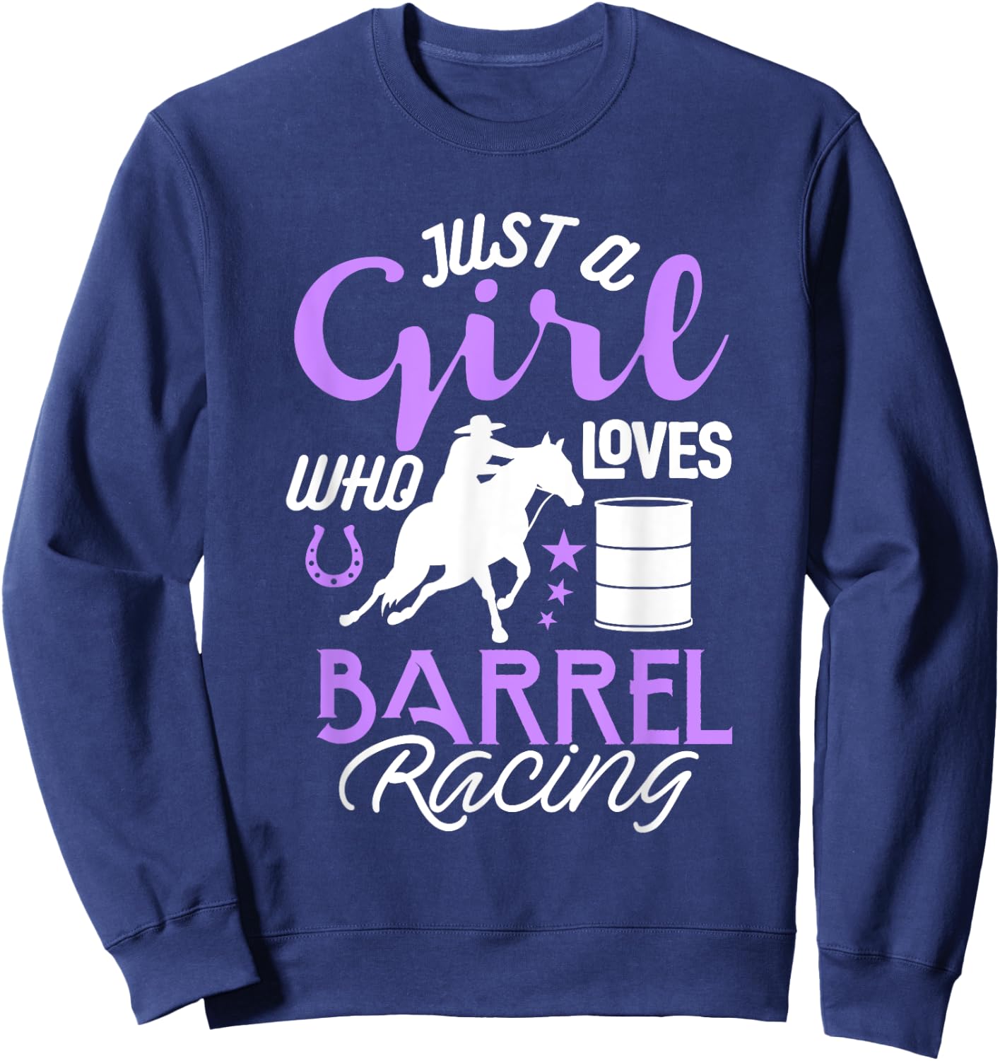 Barrel Racer Girl Shirt Just Girl Loves Barrel Racing Kids Sweatshirt - Sweatshirt | Navy