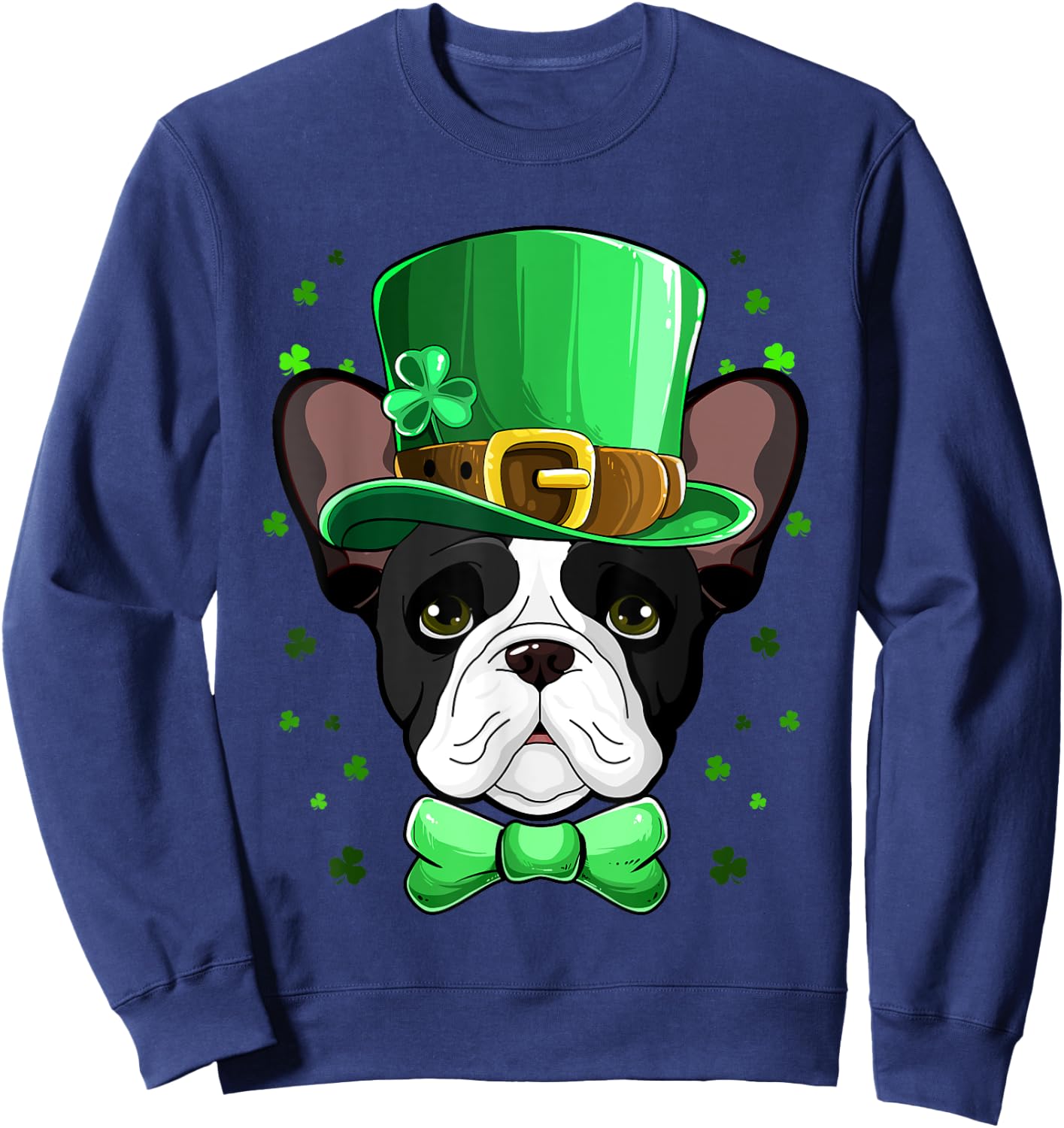 Boston Terrier Leprechaun Costume St Patricks Day Sweatshirt - Sweatshirt | Navy