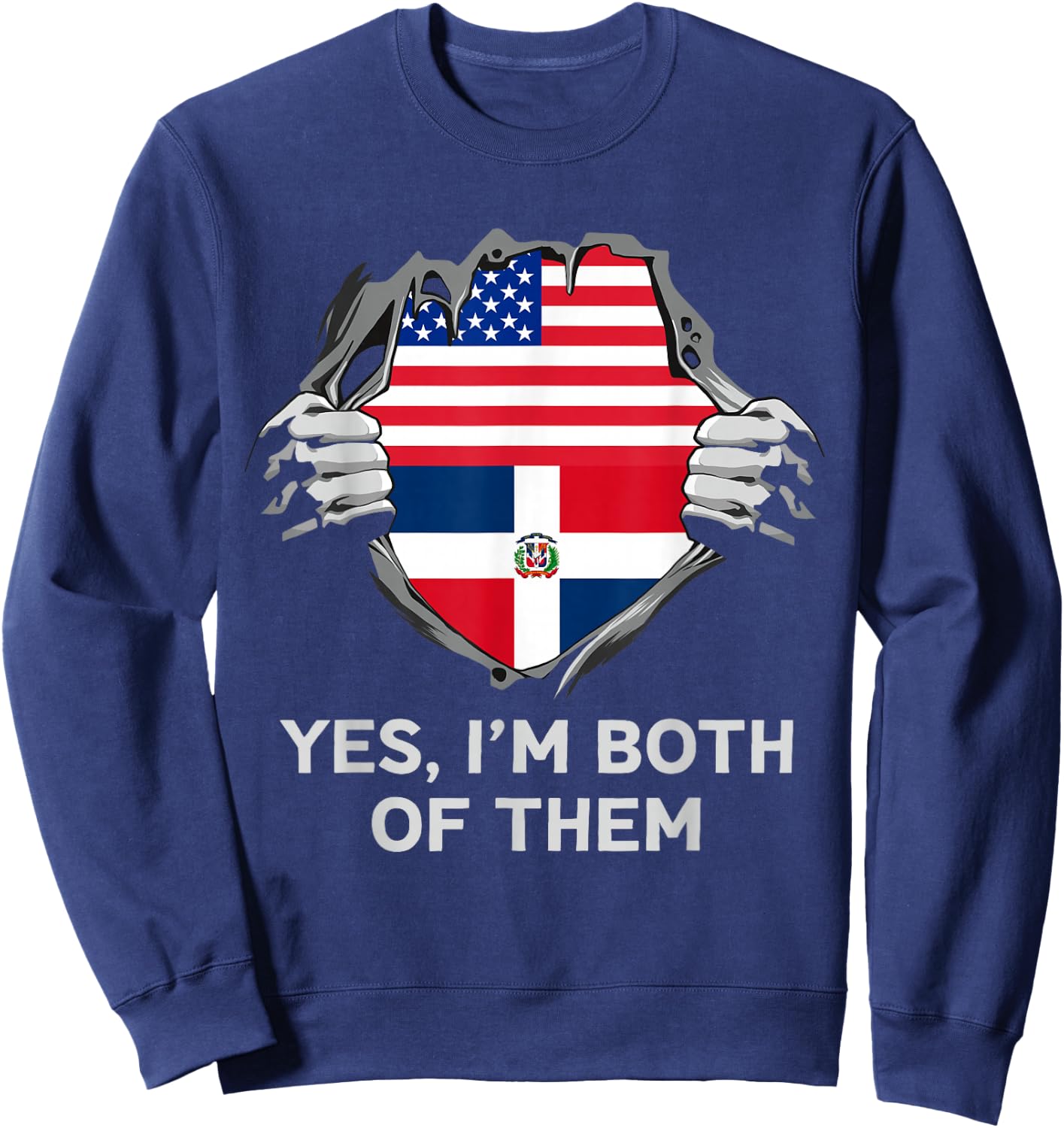 Half American Half Dominican USA Dominican Republic Flag Sweatshirt - Sweatshirt | Navy