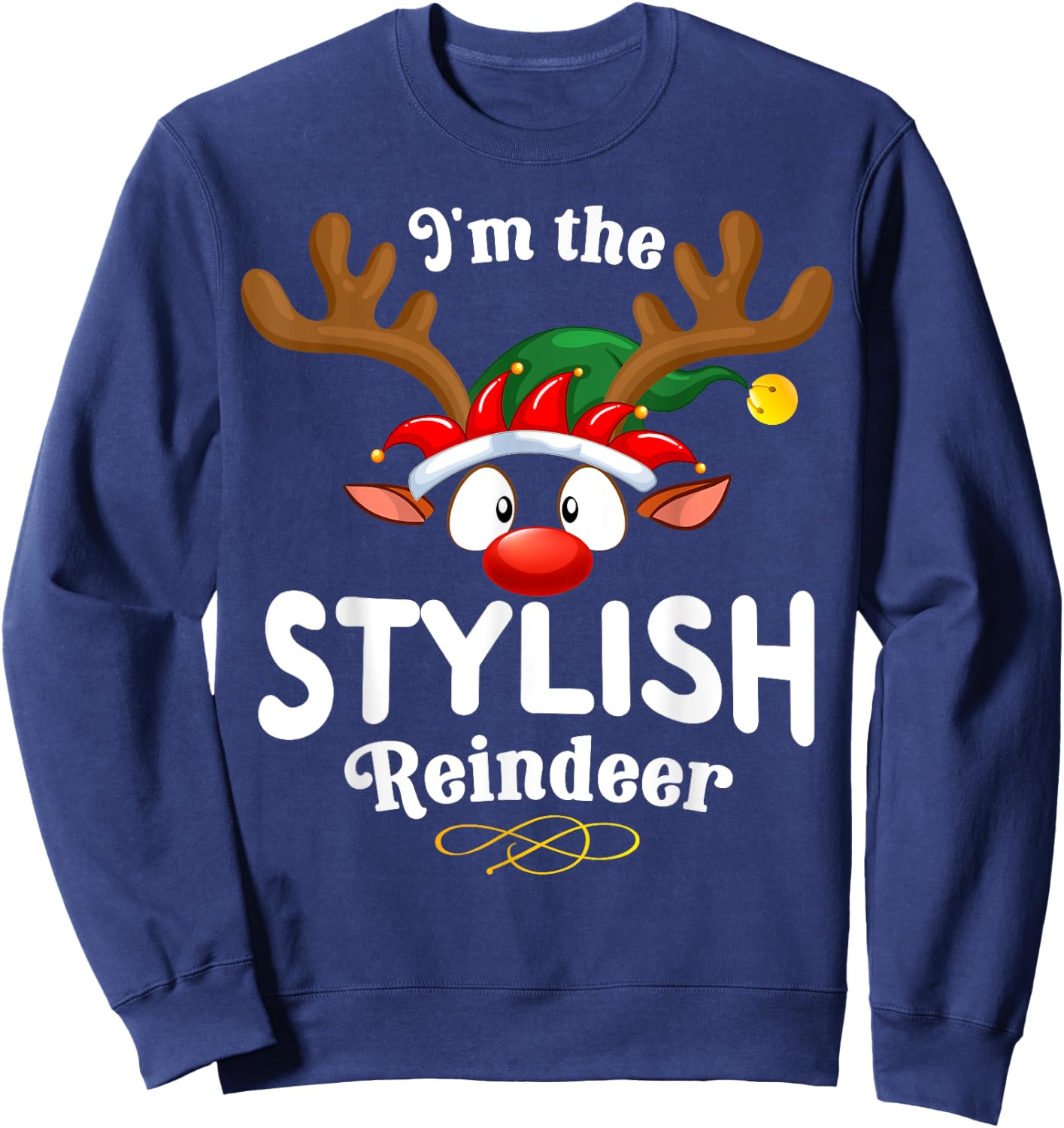Christmas PJS Stylish XMas Reindeer Matching Sweatshirt - Sweatshirt | Navy